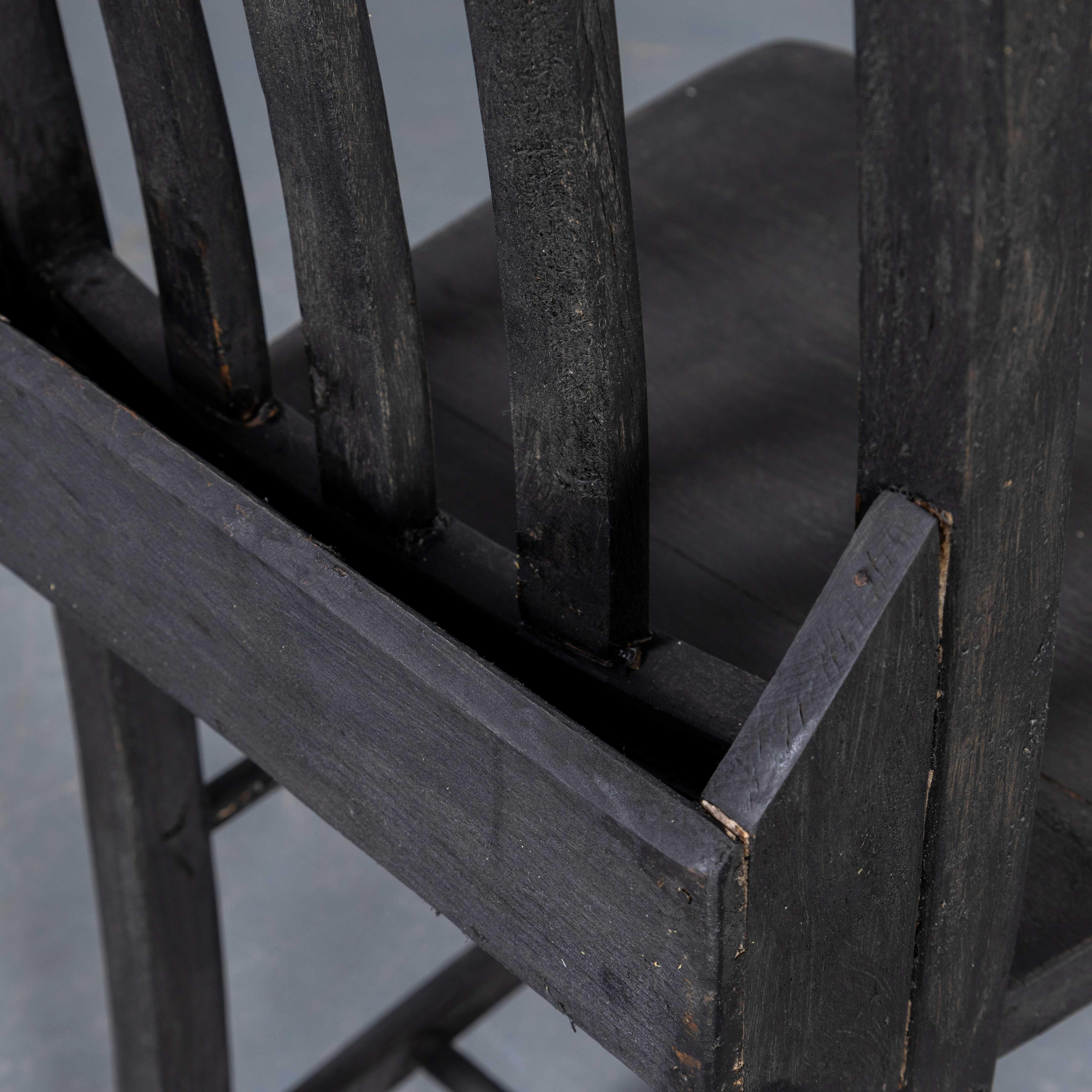 1960's Mixed Ebonised Church - Chapel Dining Chairs - Good Quantity Available For Sale 2