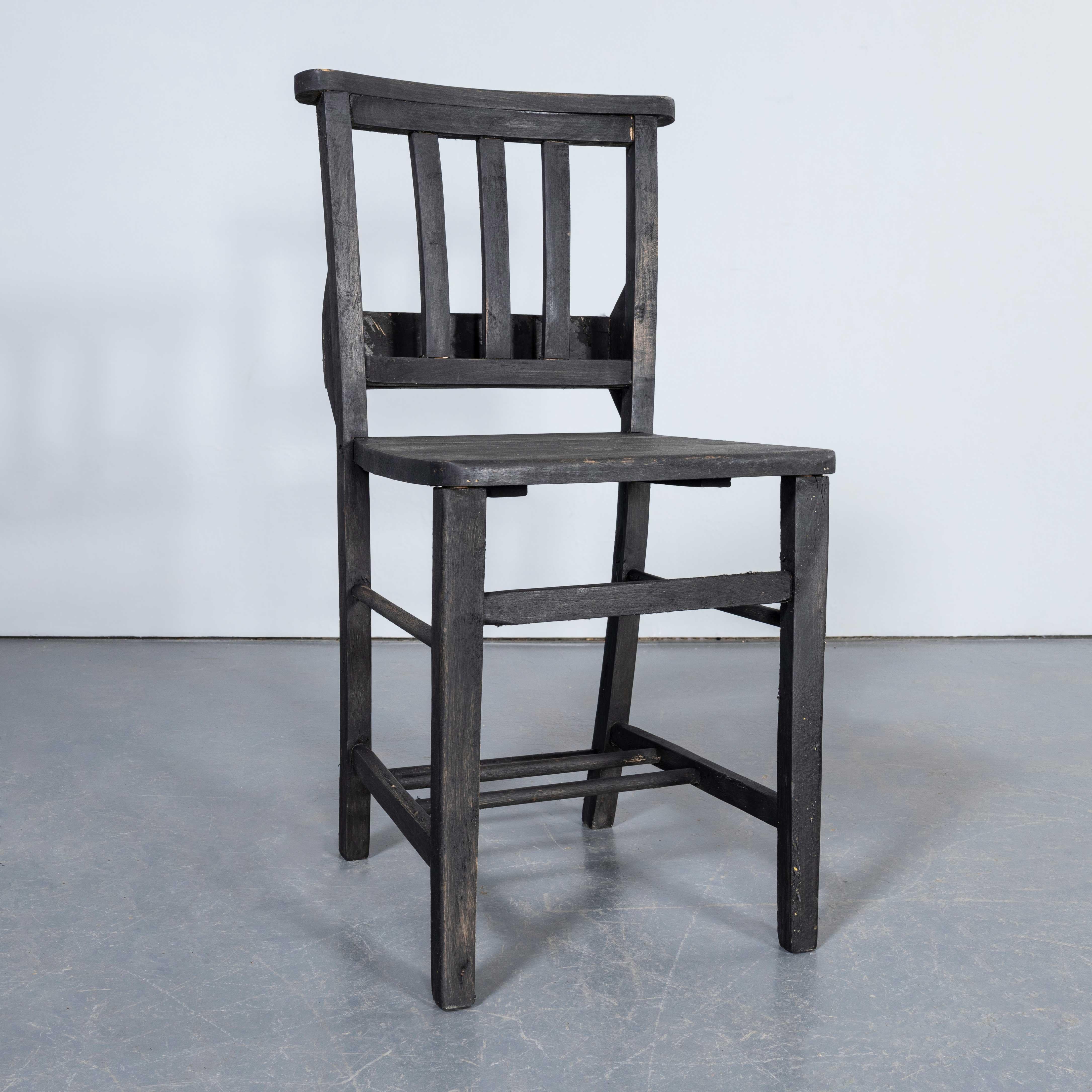 1960's Mixed Ebonised Church - Chapel Dining Chairs - Good Quantity Available For Sale 3