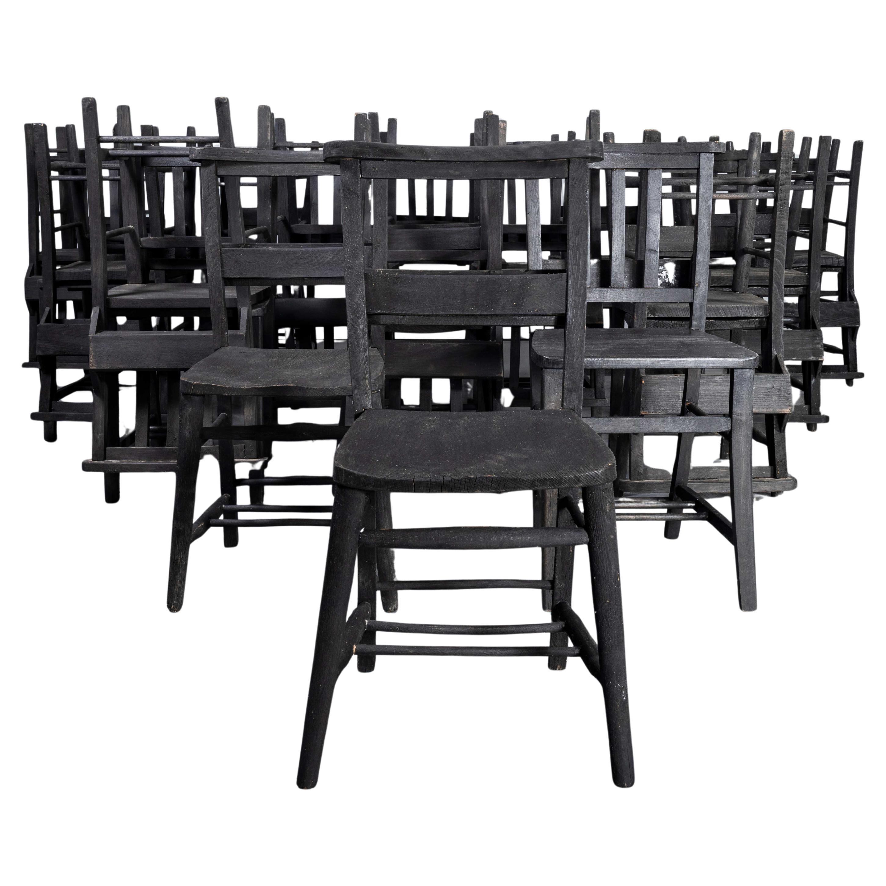 Sillas de Comedor de Iglesia - Capilla Ebonizadas Mixtas Años 60 - Buena Cantidad Disponible