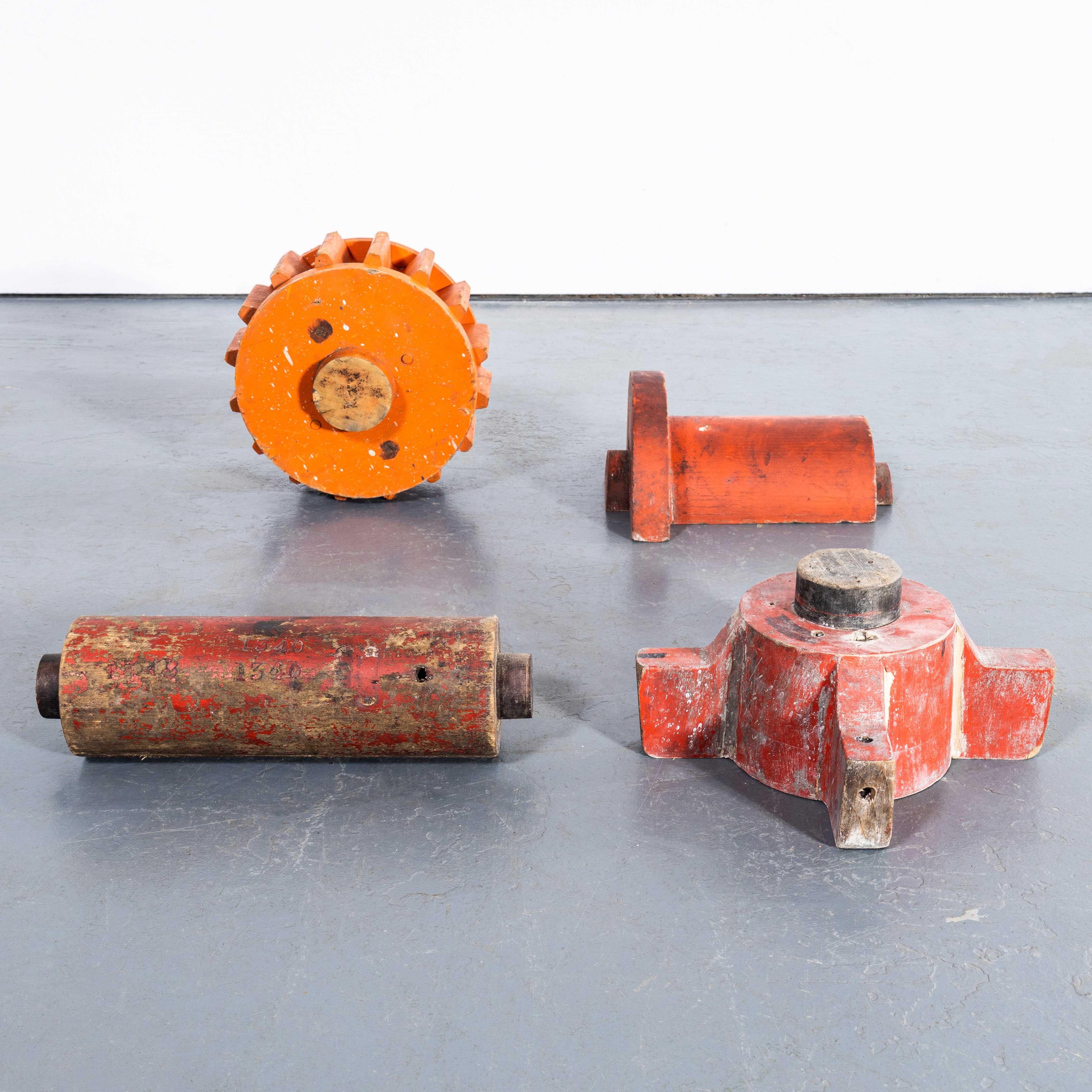 1960's Industrial Casting Foundry Moulds - Set Of Four Small Mixed Moulds. 
We recently cleared the Victorian warehouses of Derwent Foundry on the river Derwent in Derbyshire. These amazing sculptural pieces are the result, saving these stunning the