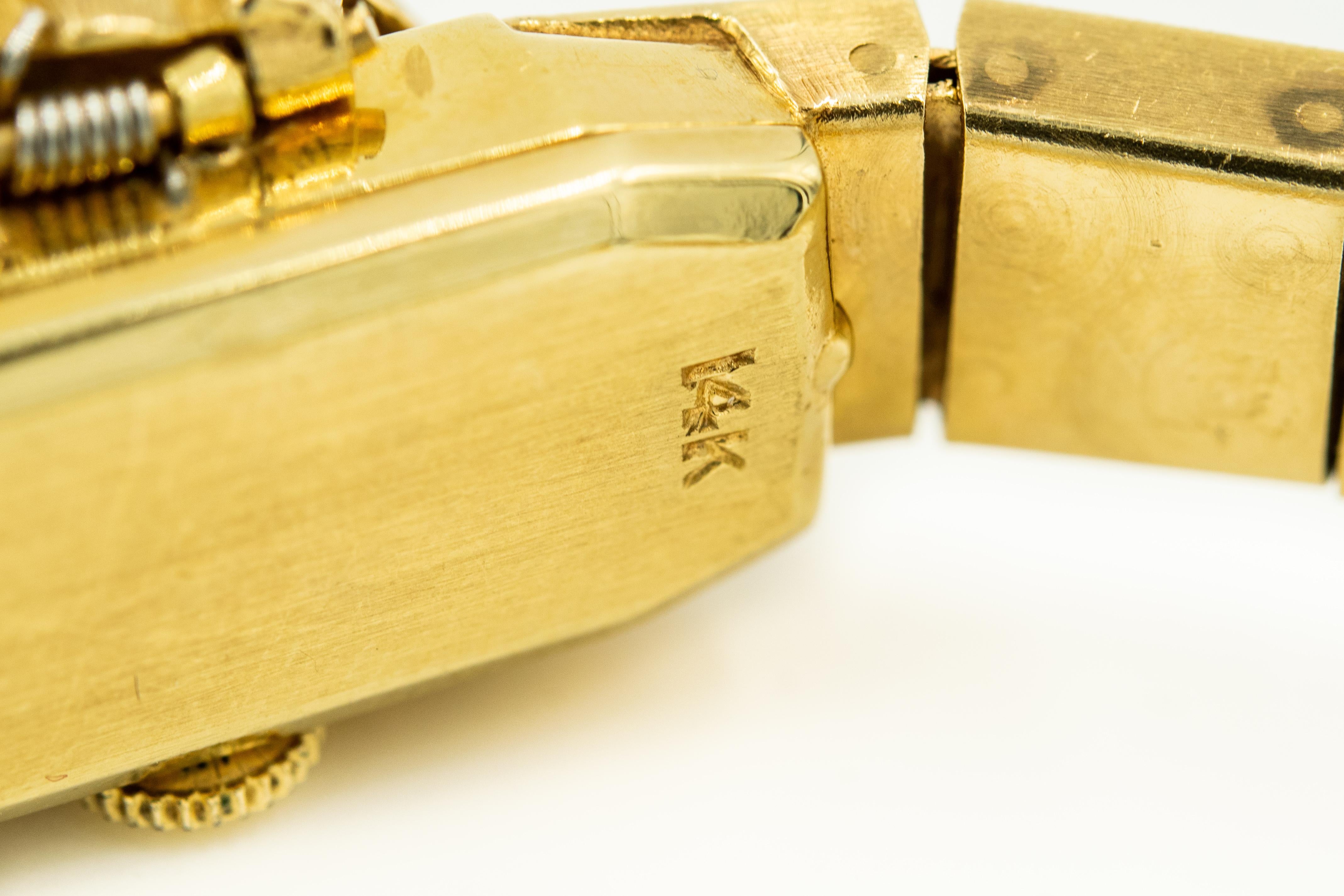Women's 1960s Moba Diamond Florentine Finish Gold Covered Ladies Wristwatch Bracelet
