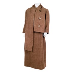 1960s Mocha Brown Tweed Suit Set