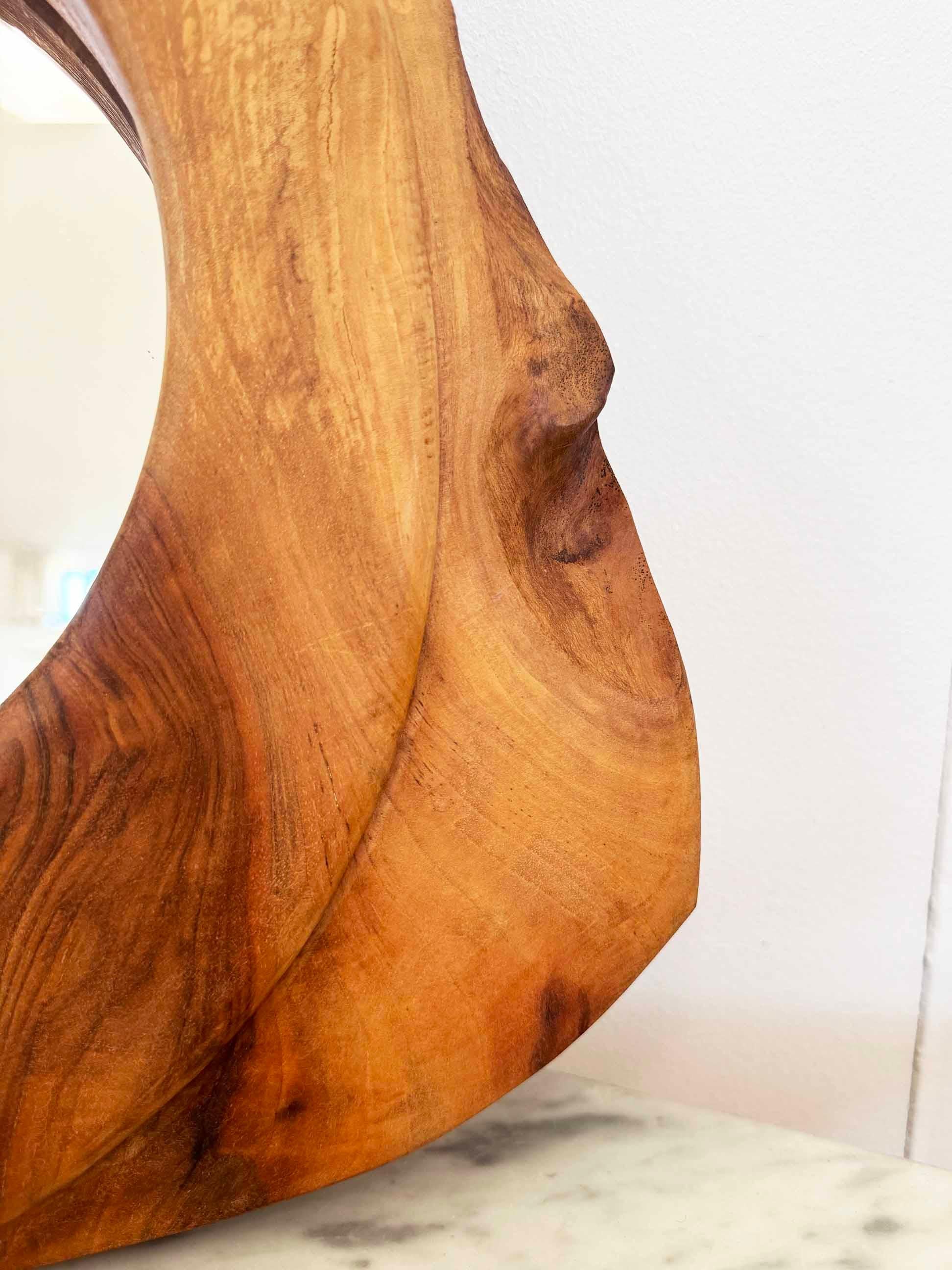 French 1960s Mod Biomorphic Shaped Mirror, Walnut, France For Sale