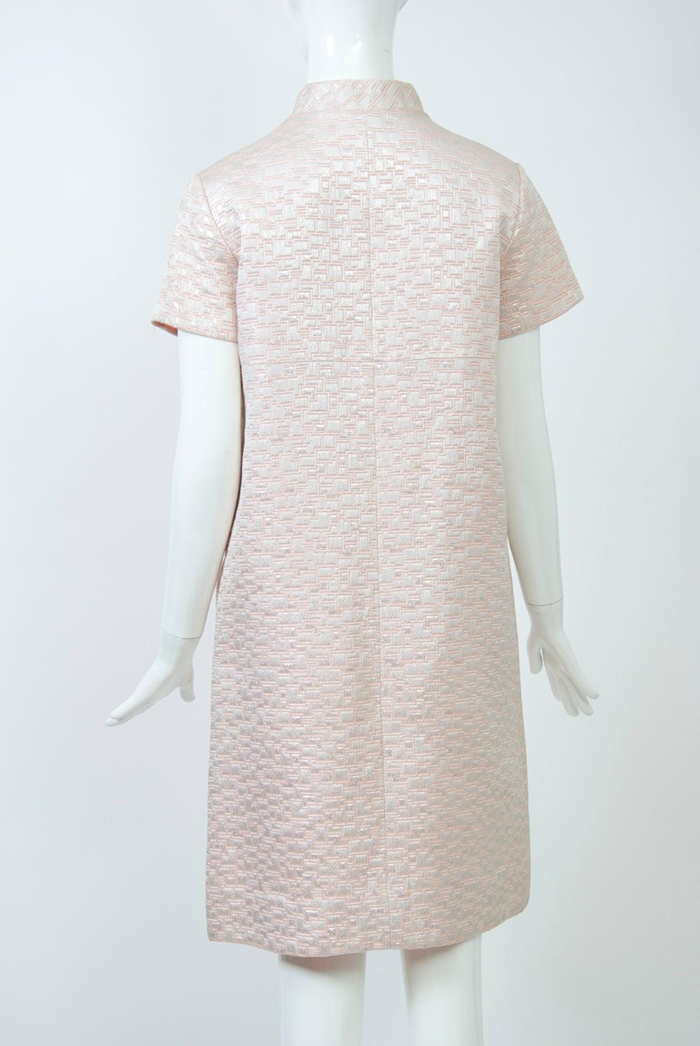 1960s Mod Brocade Dress, Don Sophisticates In Good Condition For Sale In Alford, MA