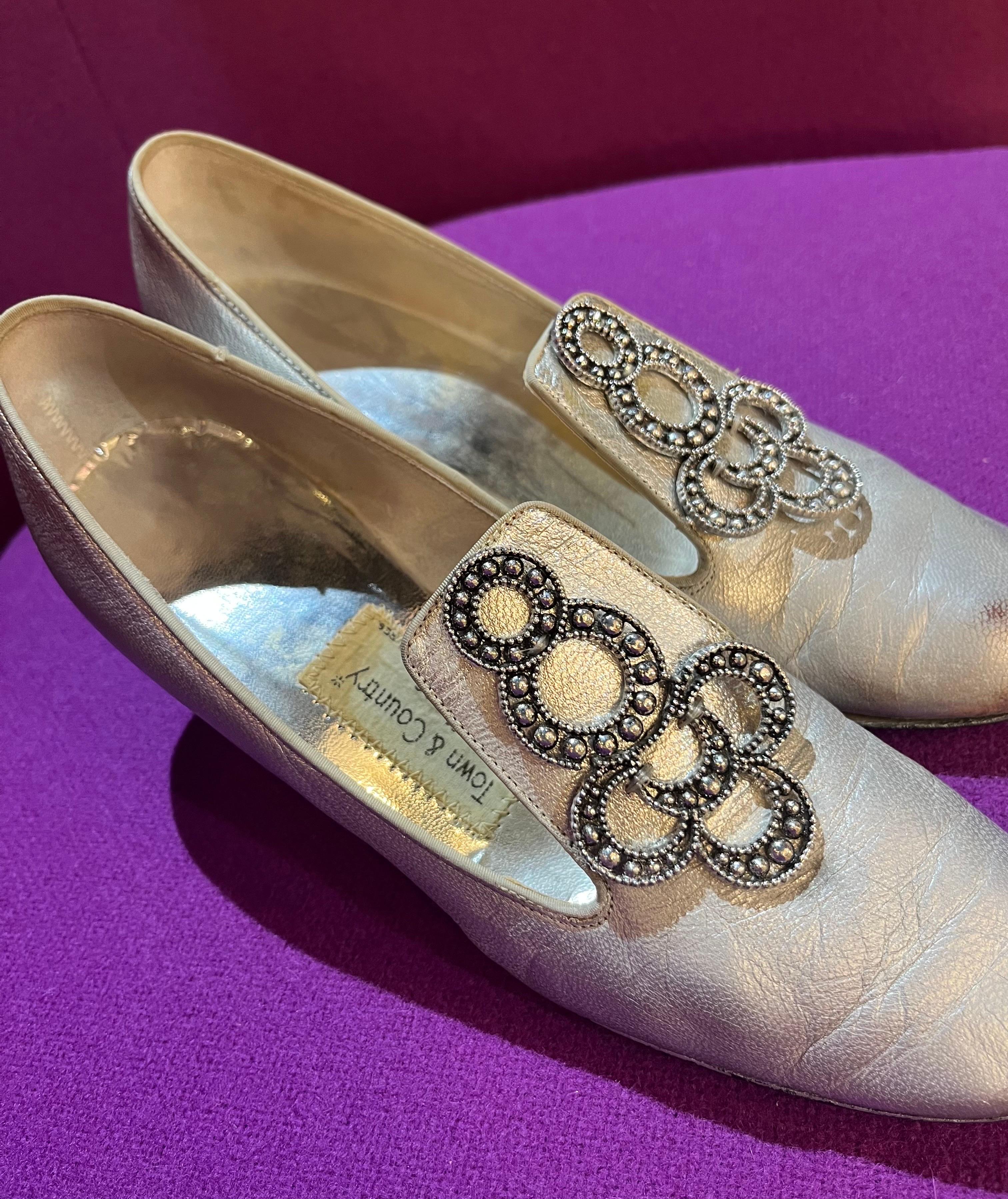 Women's or Men's 1960s Mod Metallic Silver Party Heels  For Sale