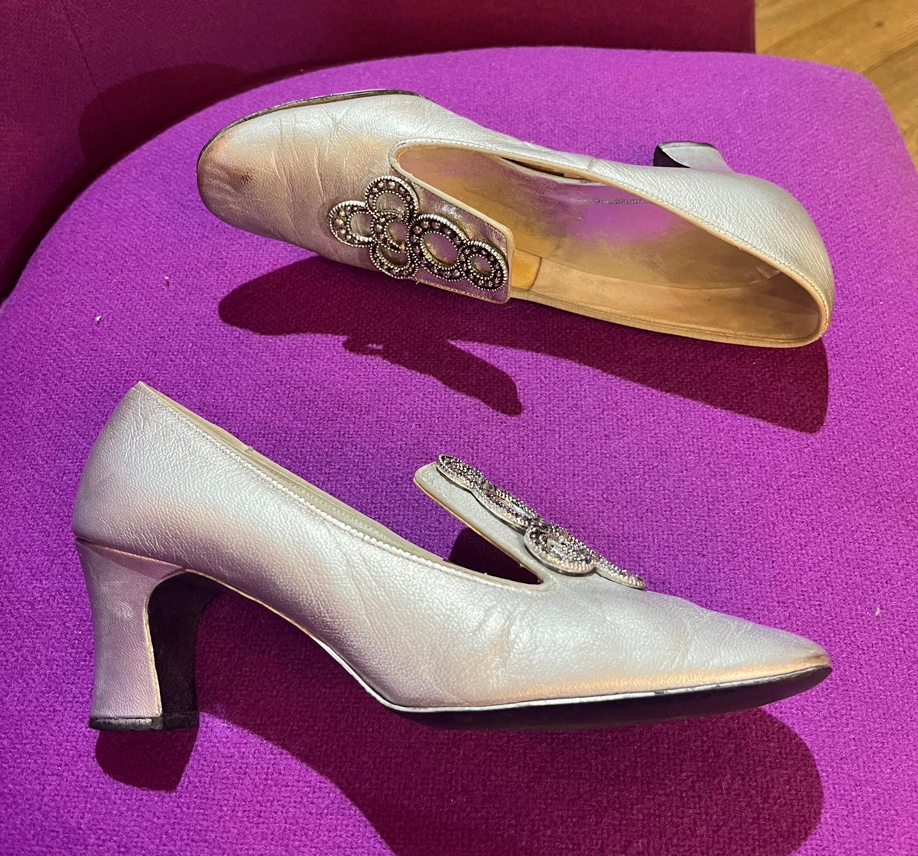 1960s Mod Metallic Silver Party Heels  For Sale 1
