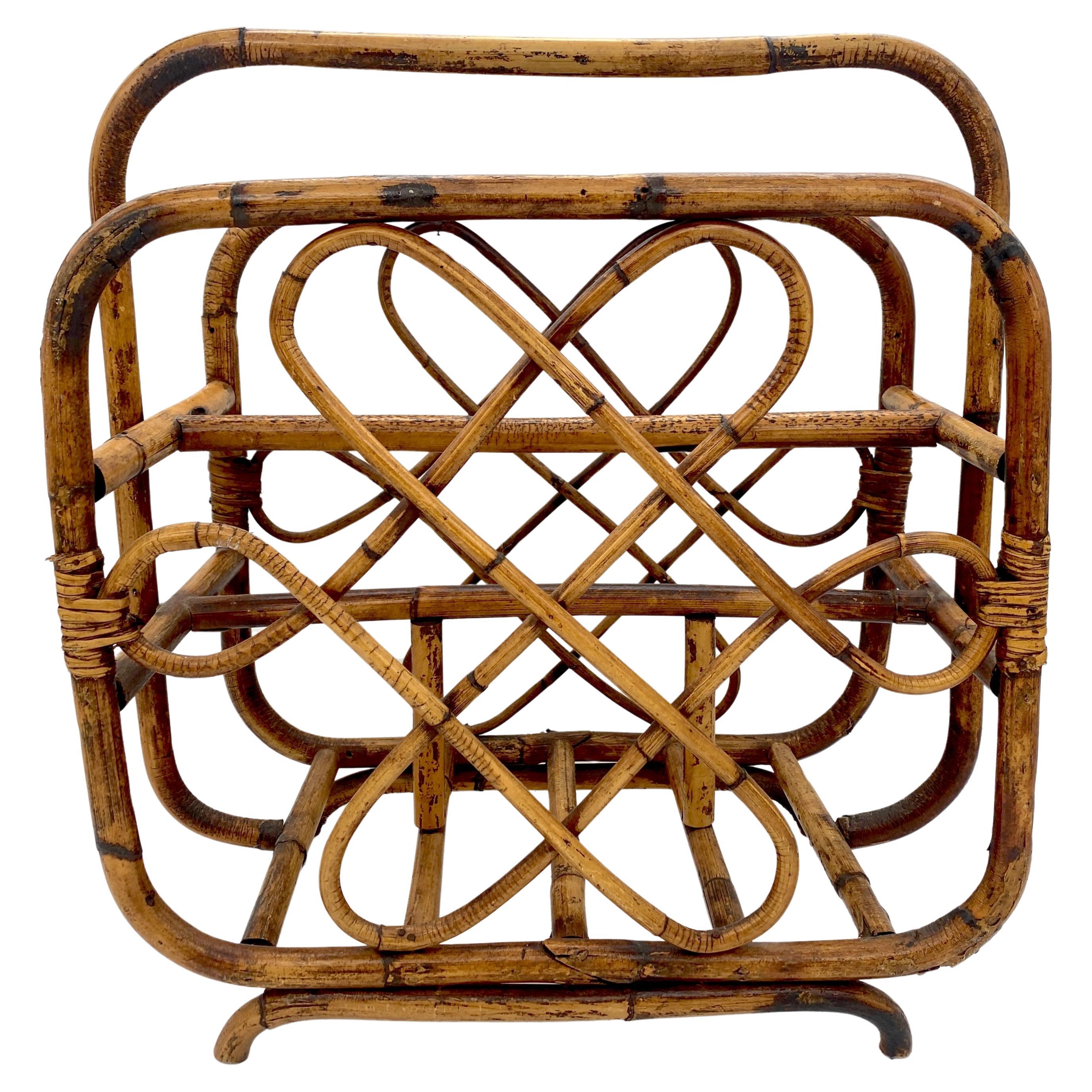 1960s Mod Sculptural Bamboo Magazine Rack/Stand  For Sale