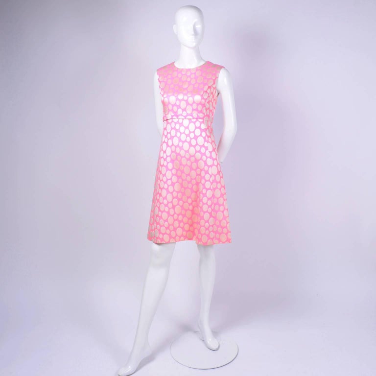 1960s Mod Vintage Pink Polka Dot Sleeveless Dress and Coat Suit Crest ...