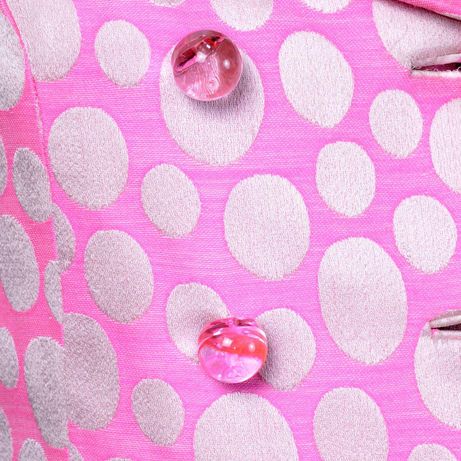 1960s Mod Vintage Pink Polka Dot Sleeveless Dress & Coat Suit Crest Room 1