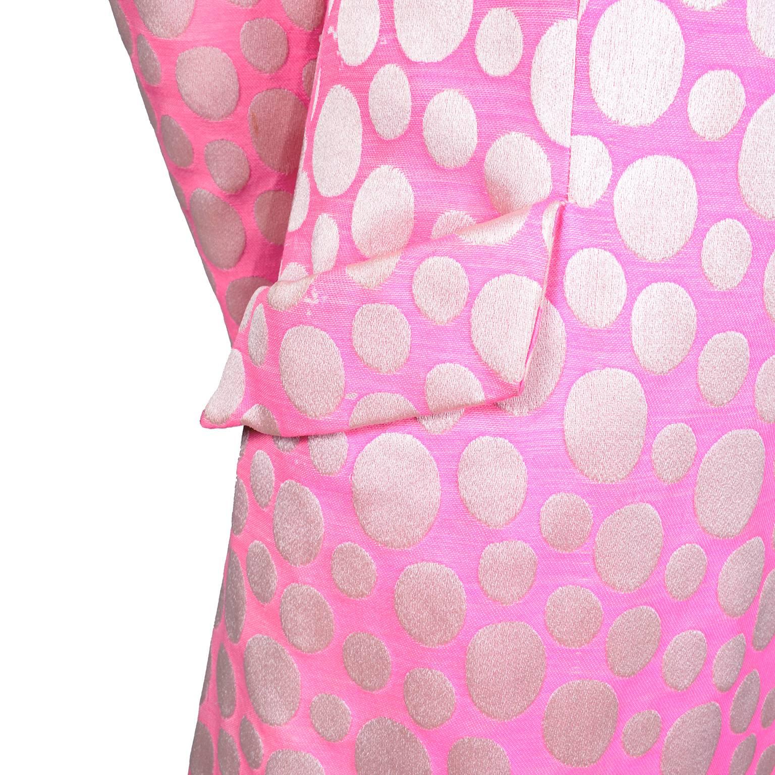 1960s Mod Vintage Pink Polka Dot Sleeveless Dress & Coat Suit Crest Room 3