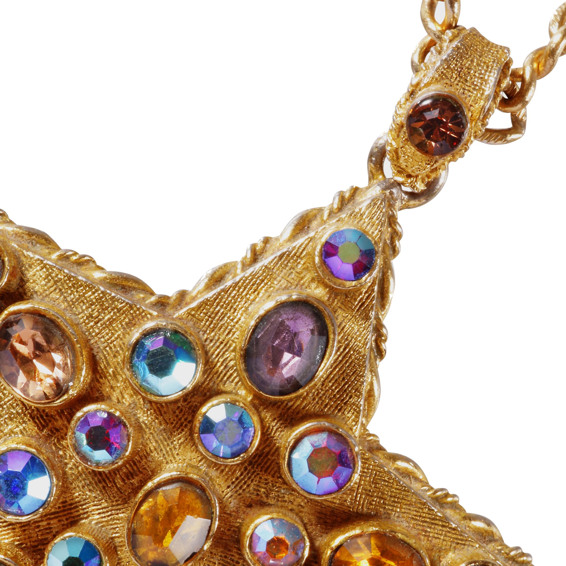 1960s Mode Art Star Pendant Necklace With Multicoloured Rhinestones 2