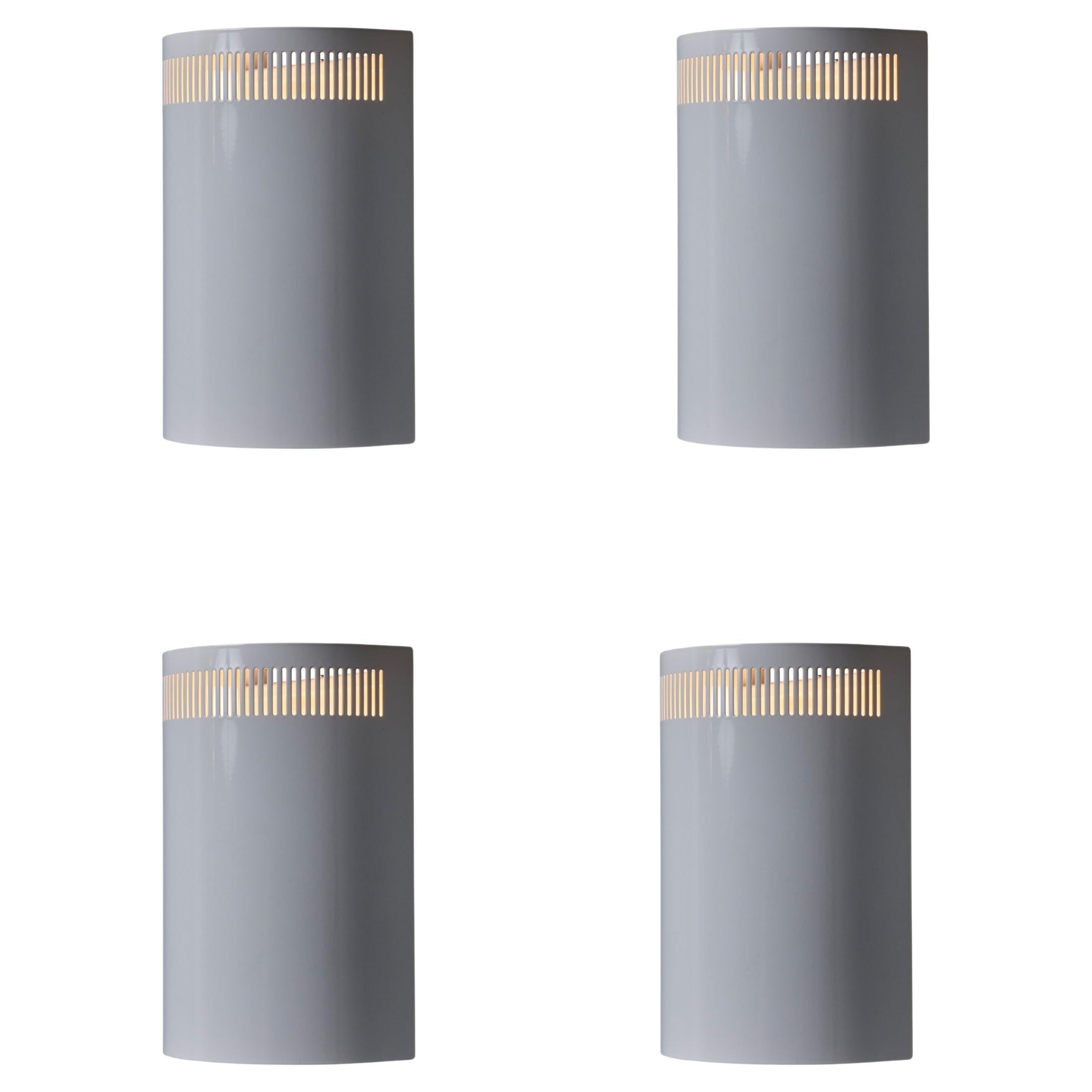 1960s Model #5390 White Perforated Metal Wall Lights for Orno Finland For Sale