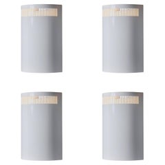 1960 Model No 5390 Appliques murales en métal perforé blanc pour Orno Finland