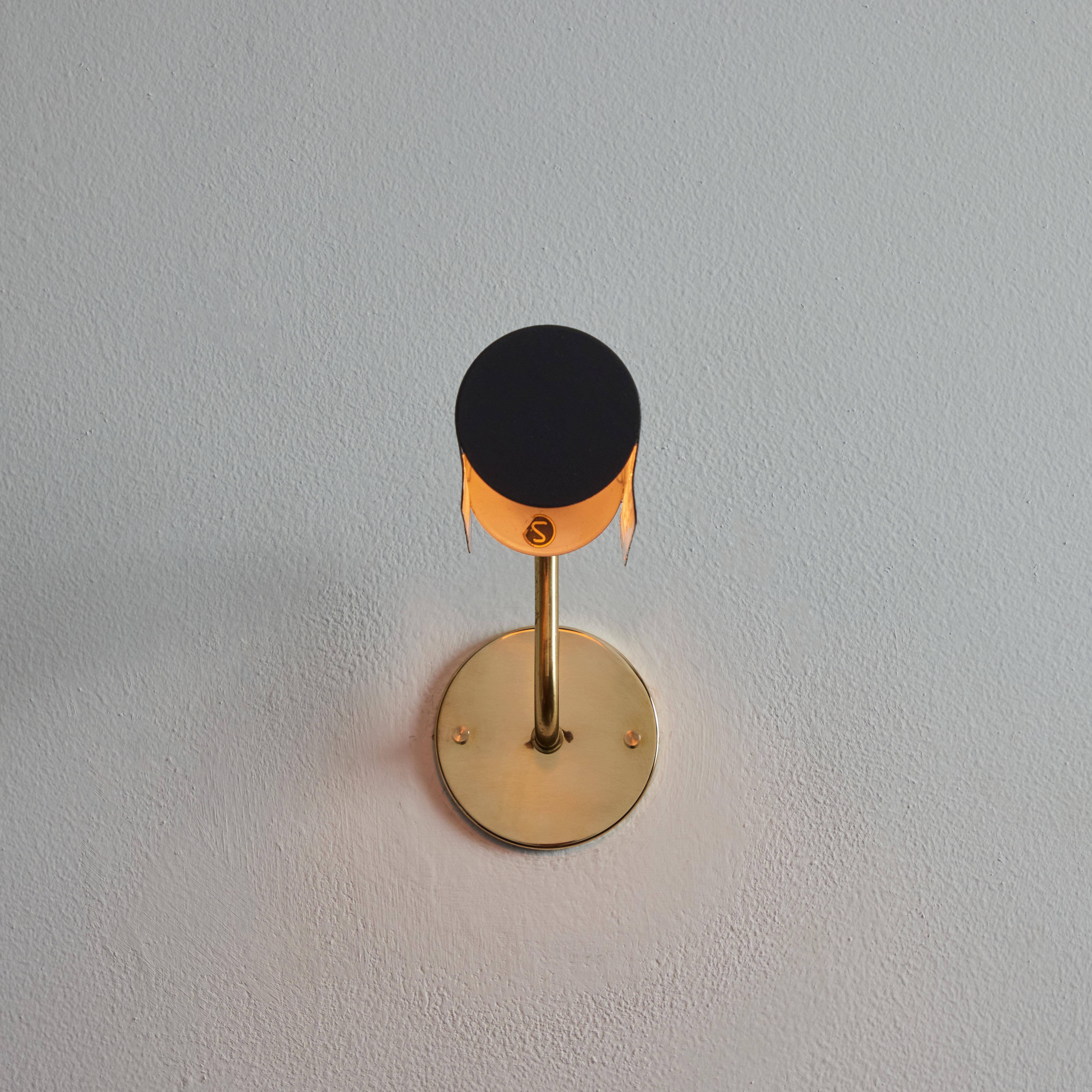 1960s Model #8260 Black Metal and Brass Wall Lamp for Falkenbergs Belysning For Sale 2