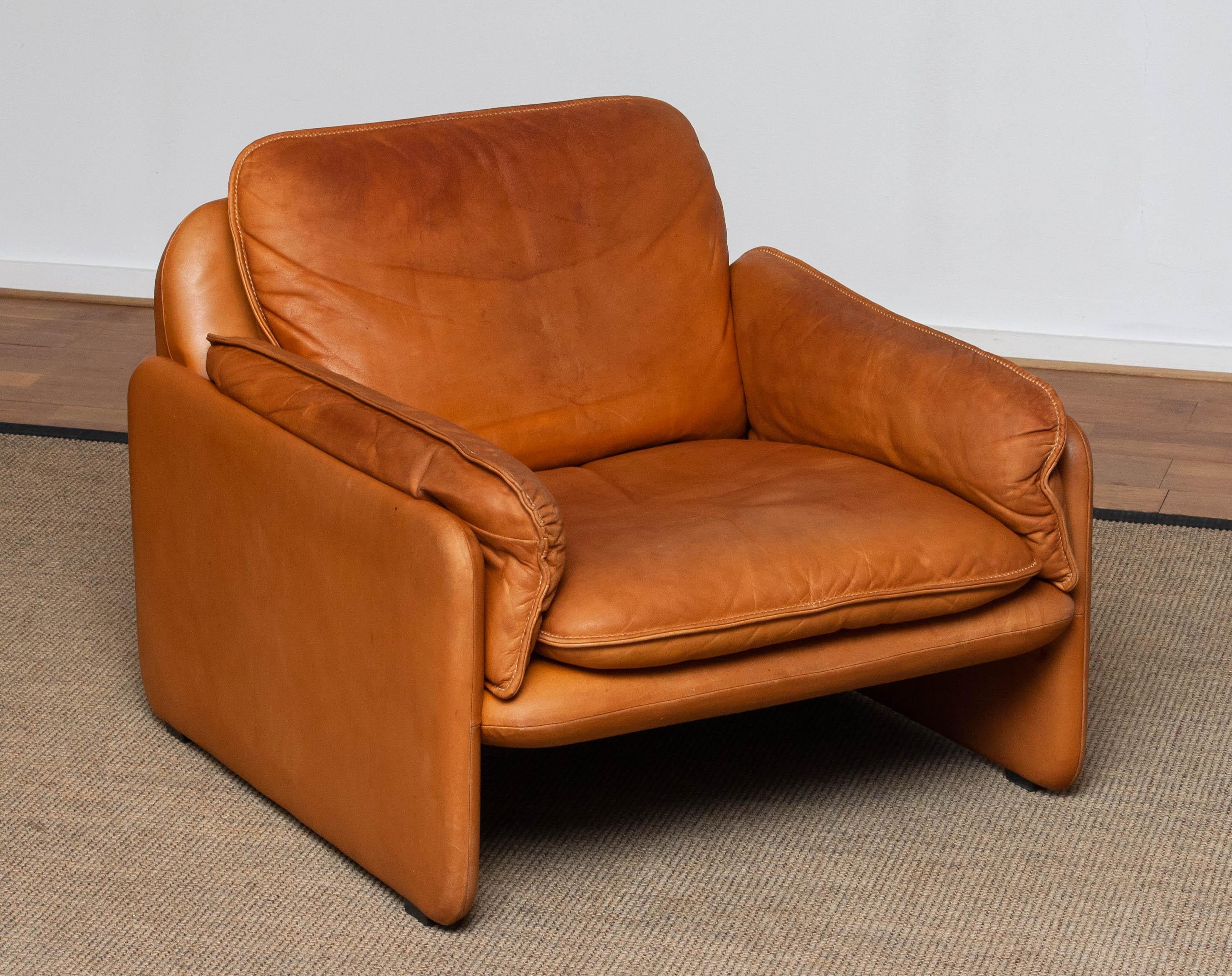 Brutalist 1960's Model DS-61 Cognac Leather Lounge Chair by 'De Sede' Switzerland