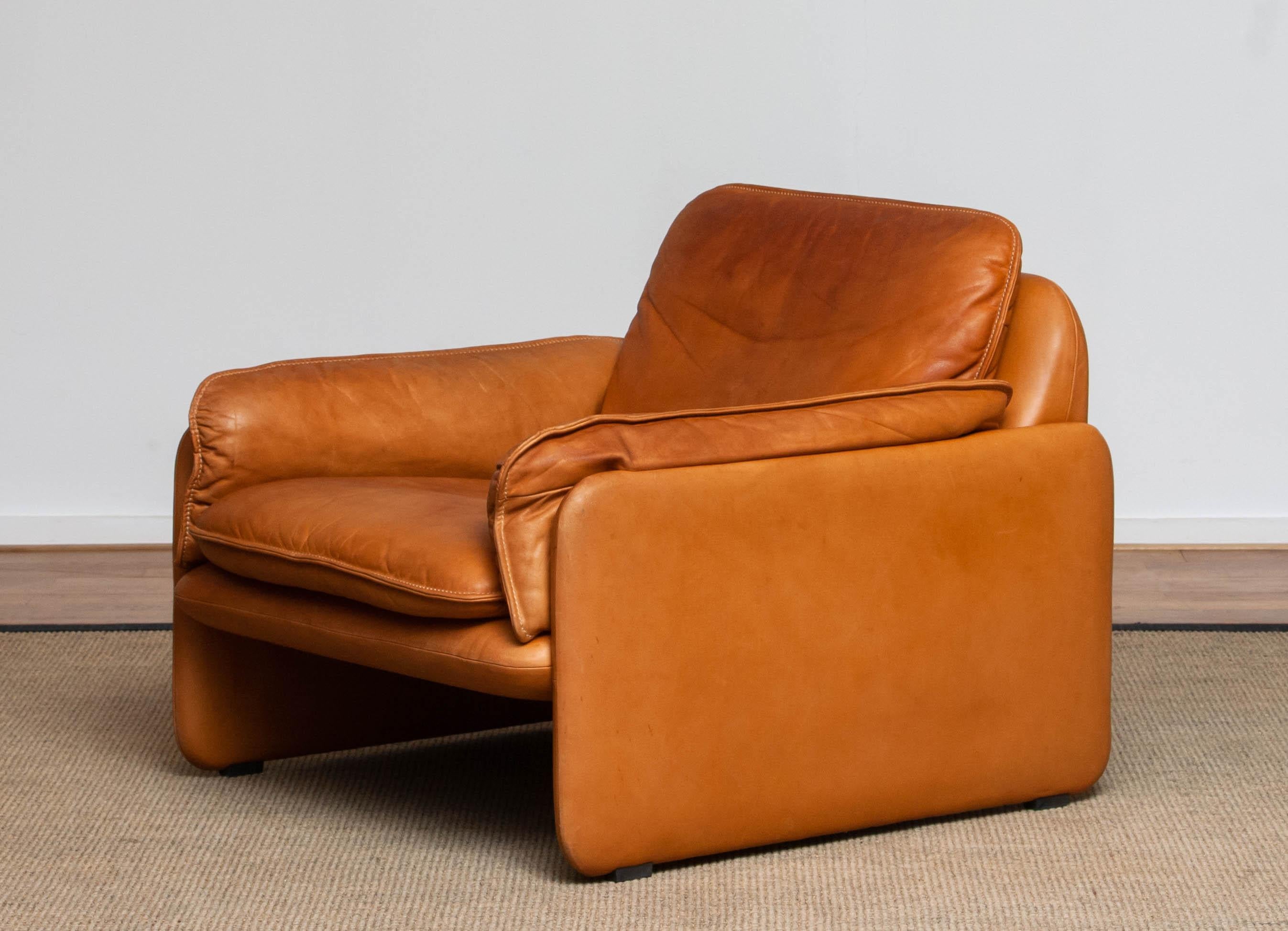 Swiss 1960's Model DS-61 Cognac Leather Lounge Chair by 'De Sede' Switzerland