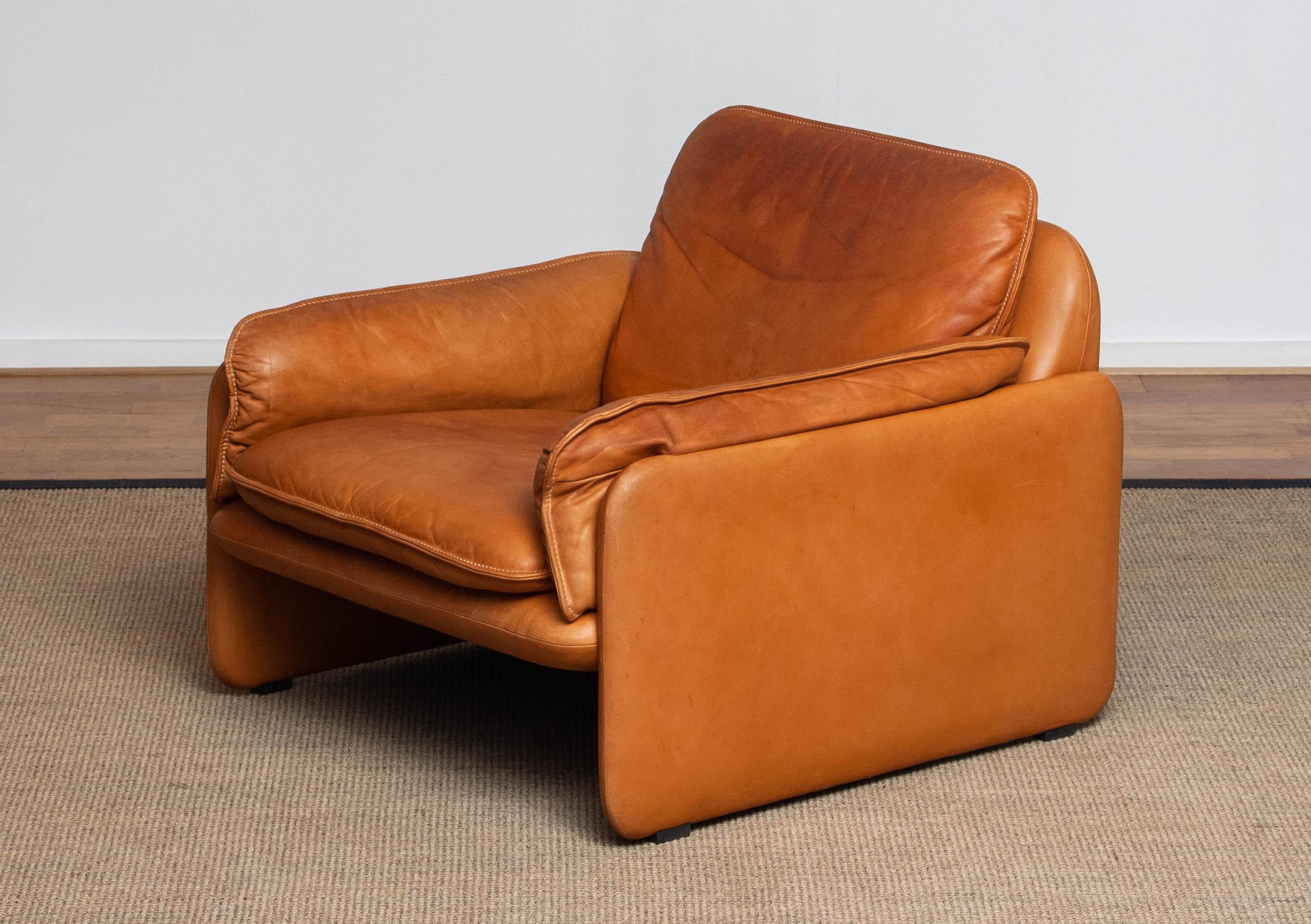 1960's Model DS-61 Cognac Leather Lounge Chair by 'De Sede' Switzerland In Good Condition In Silvolde, Gelderland
