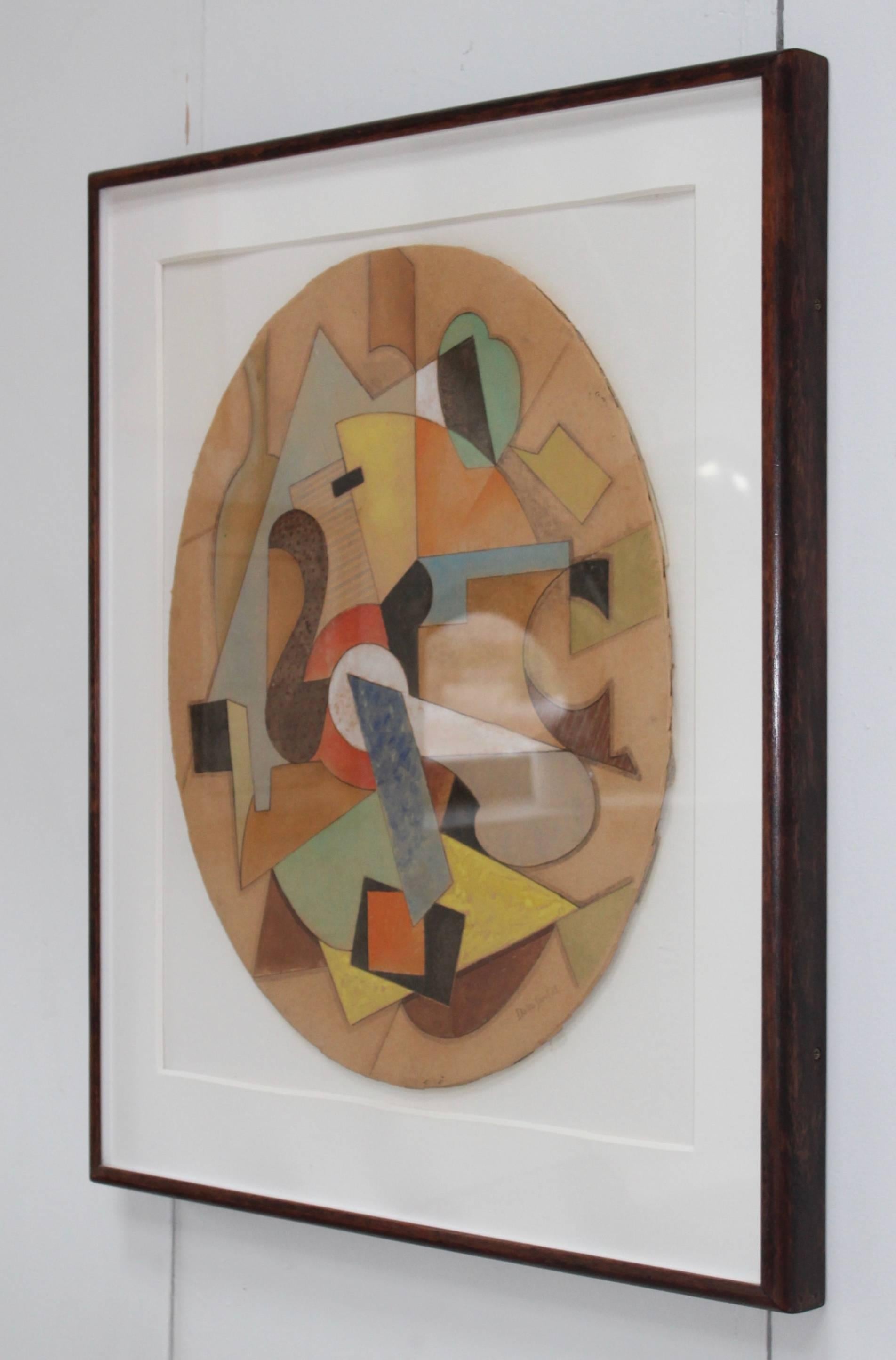 Œuvre d'art abstraite moderne des années 1960. Cette pièce a été achetée dans une galerie à Paris en 1981.