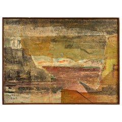 1960s Modern Abstract Mixed-Media Painting Signed E. De G., Framed