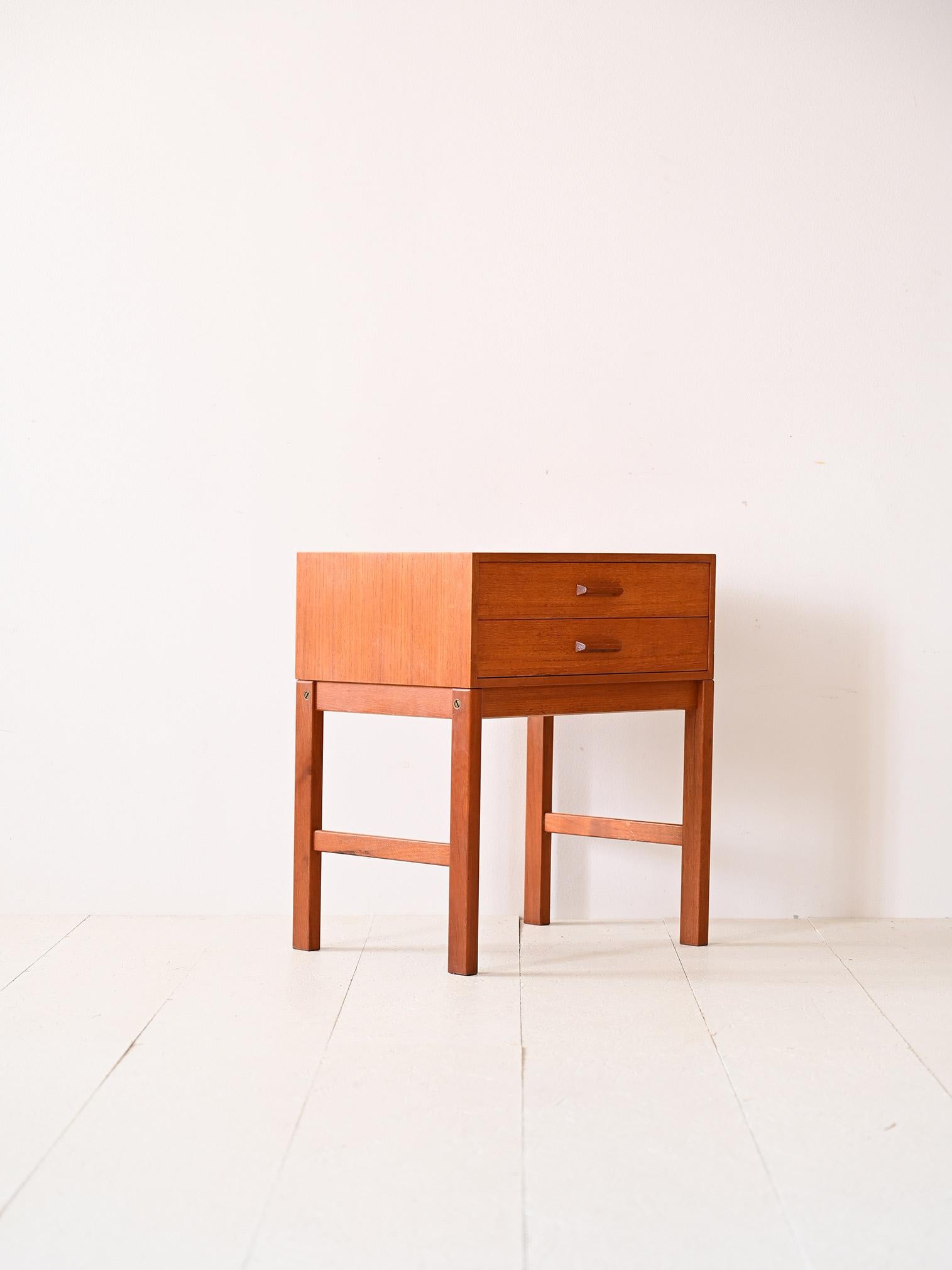 Scandinavian Modern 1960s modern antique nightstand with two drawers