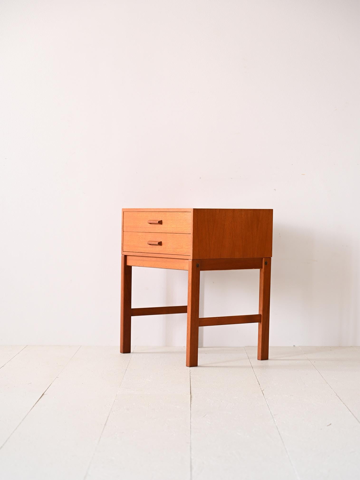 Scandinavian 1960s modern antique nightstand with two drawers