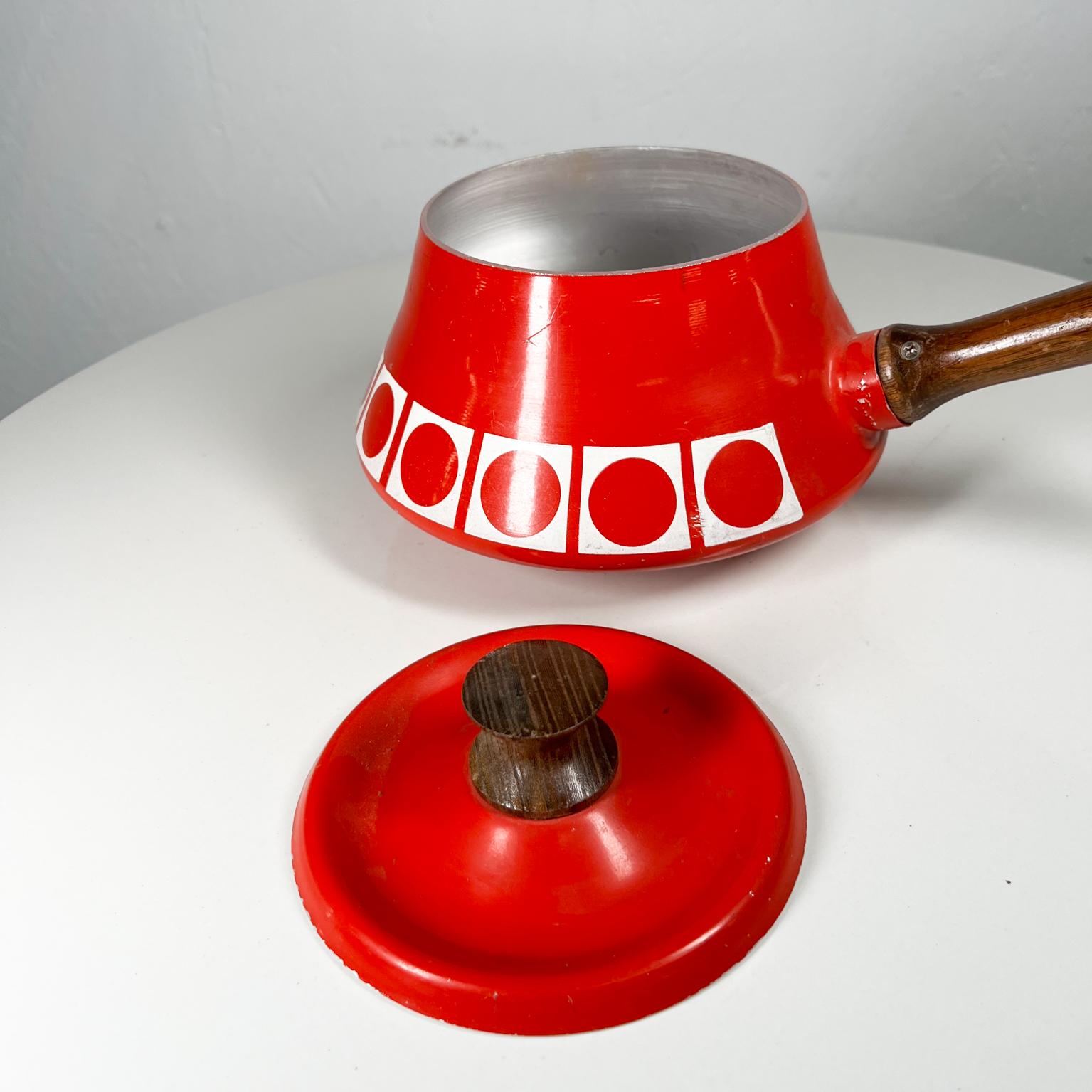Japanese 1960s Modern Atomic Red Fondue Sauce Pot by Imperial Inter Japan