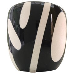 1960s Modern Black and White Ceramic Hibachi, Japan