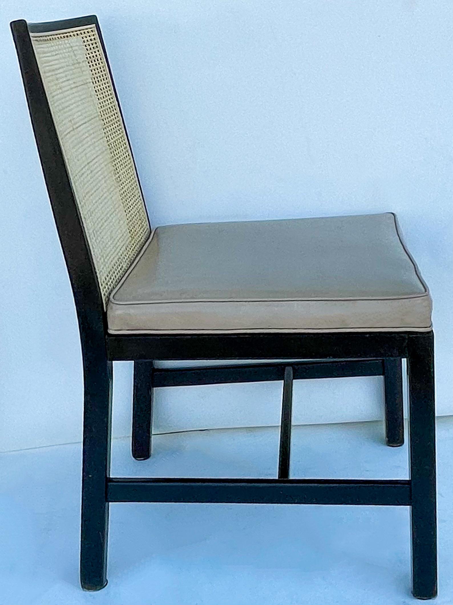 American 1960s Modern Caned Michael Taylor for Baker Furniture Side Chairs, Set of 8