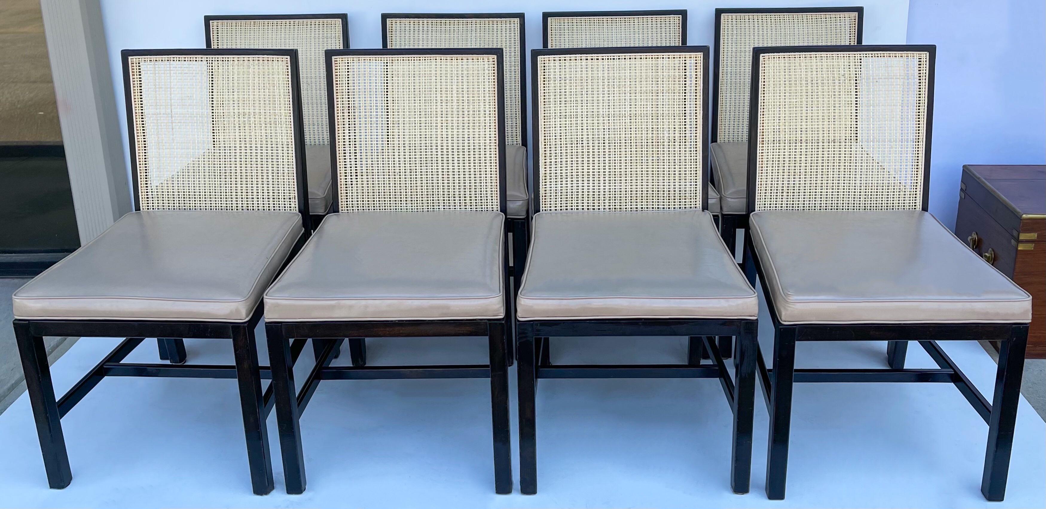 20th Century 1960s Modern Caned Michael Taylor for Baker Furniture Side Chairs, Set of 8