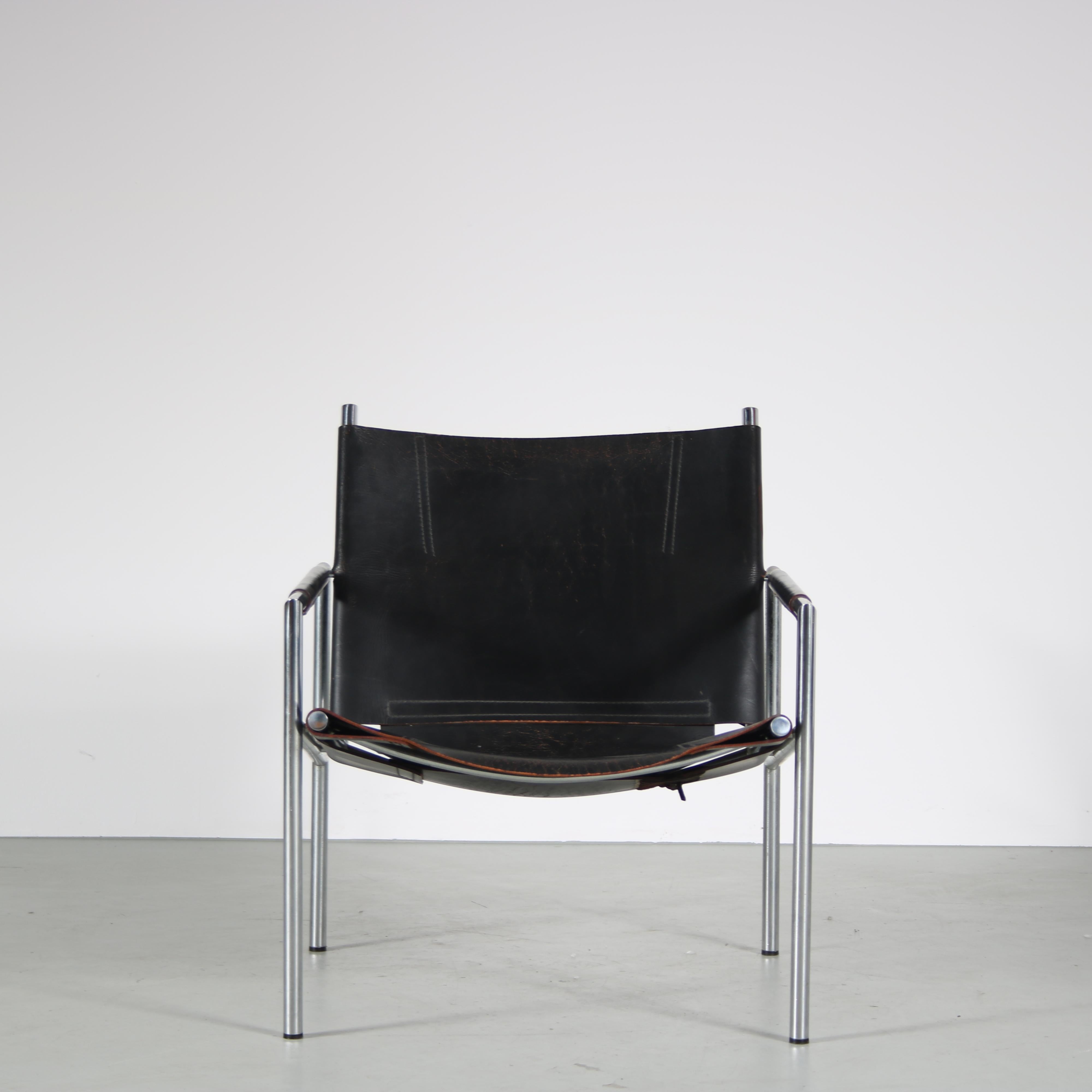 1960er Modern Stuhl mit Nackenleder aus Deutschland im Angebot 2