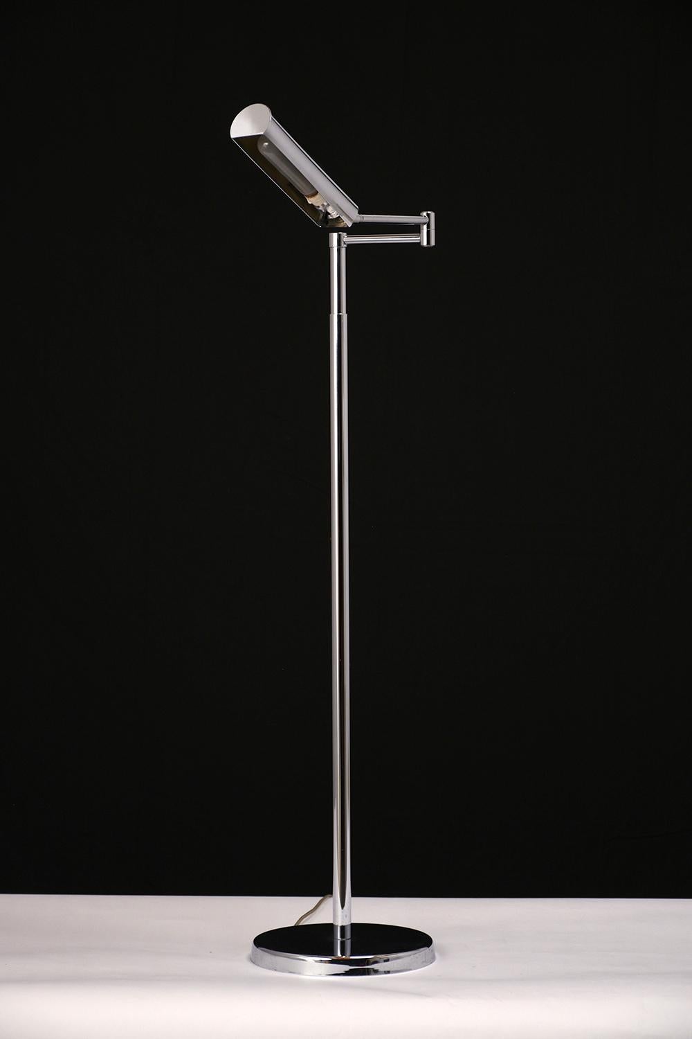 Mid-20th Century 1960's Modern Chrome Adjustable Floor Lamp