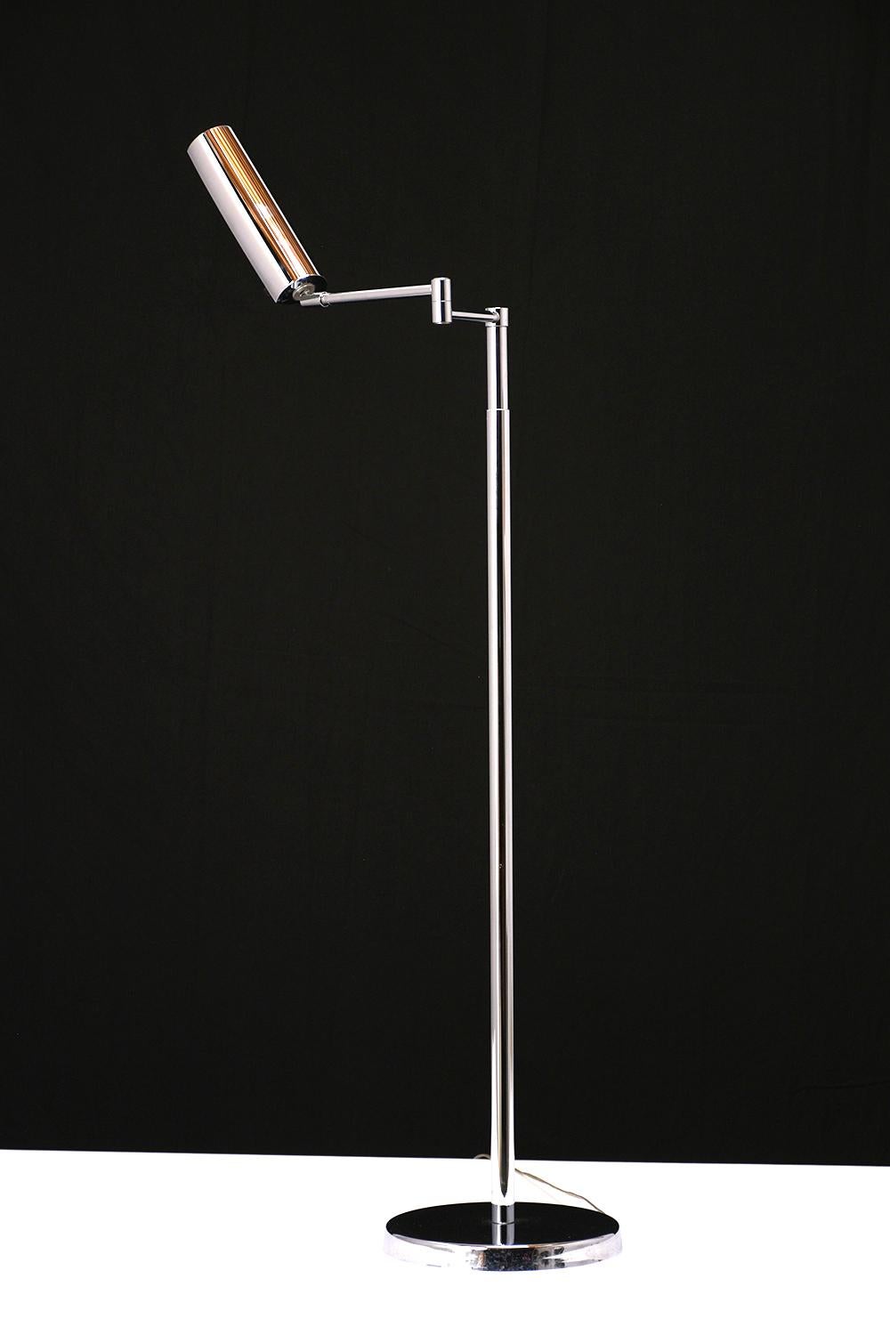 Metal 1960's Modern Chrome Adjustable Floor Lamp