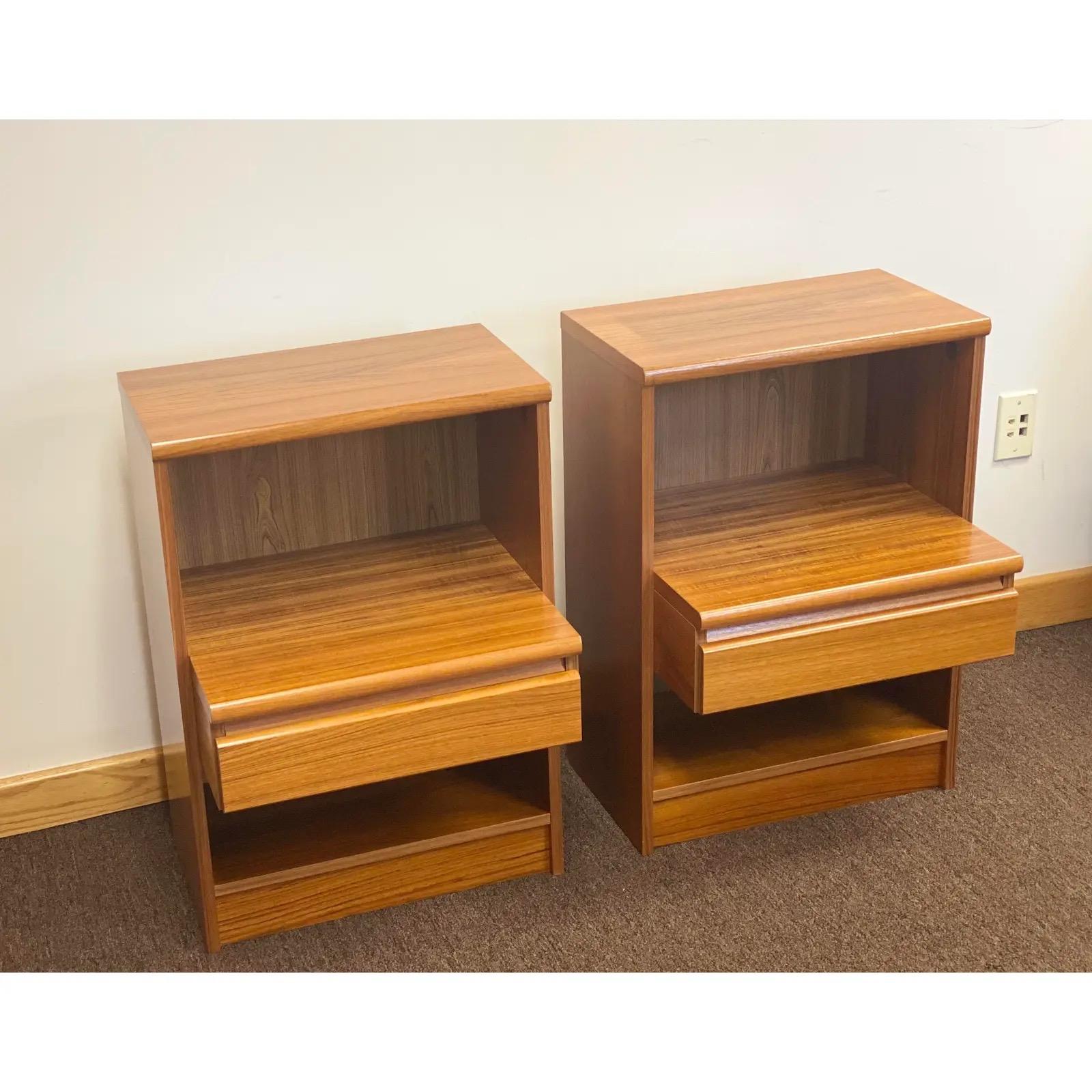 Unknown 1960s Modern Danish Teak Nightstands, a Pair For Sale