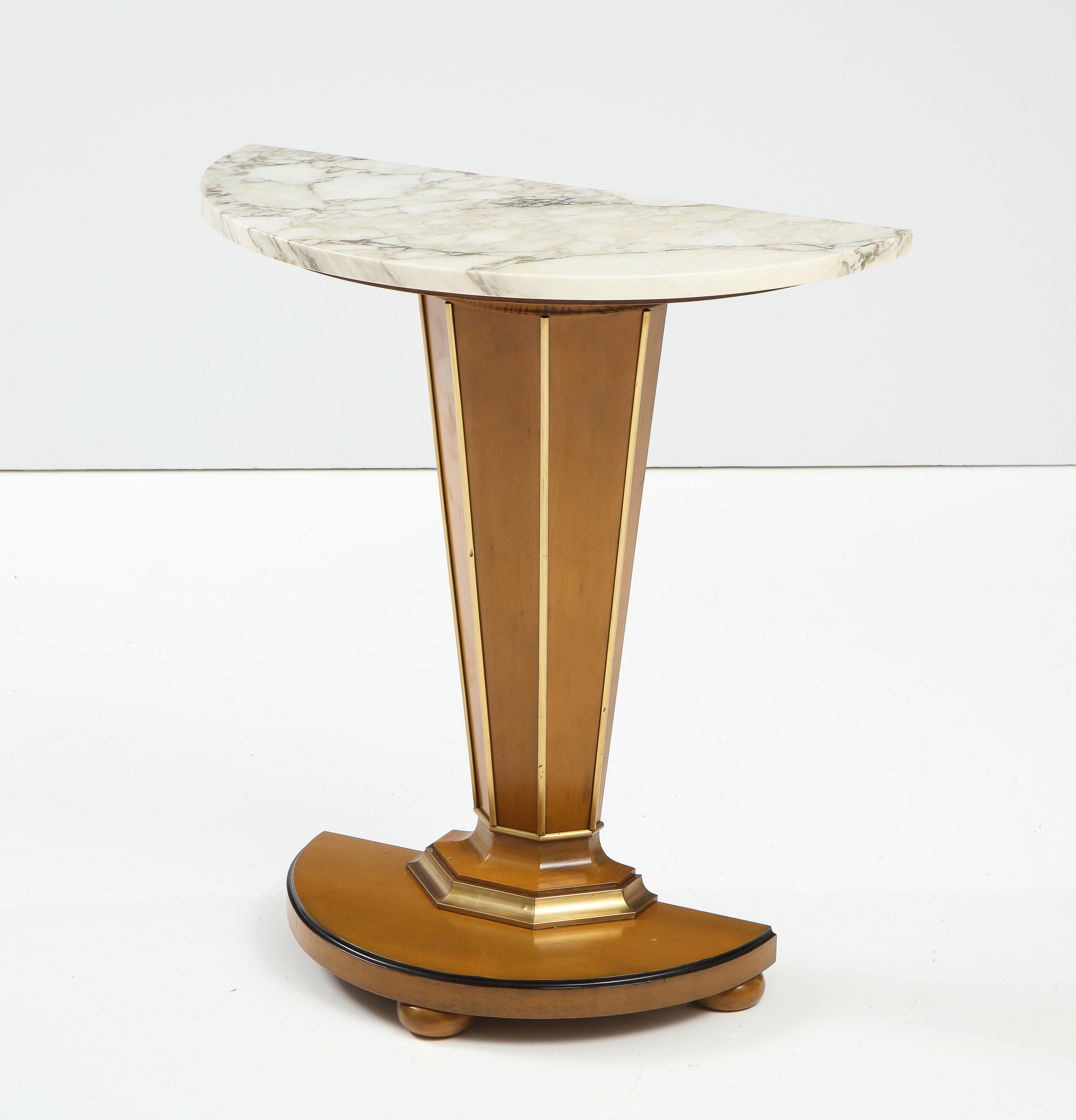 1960's Modern Demi-Lune With Carrara Marble Pedestal For Sale at 1stDibs