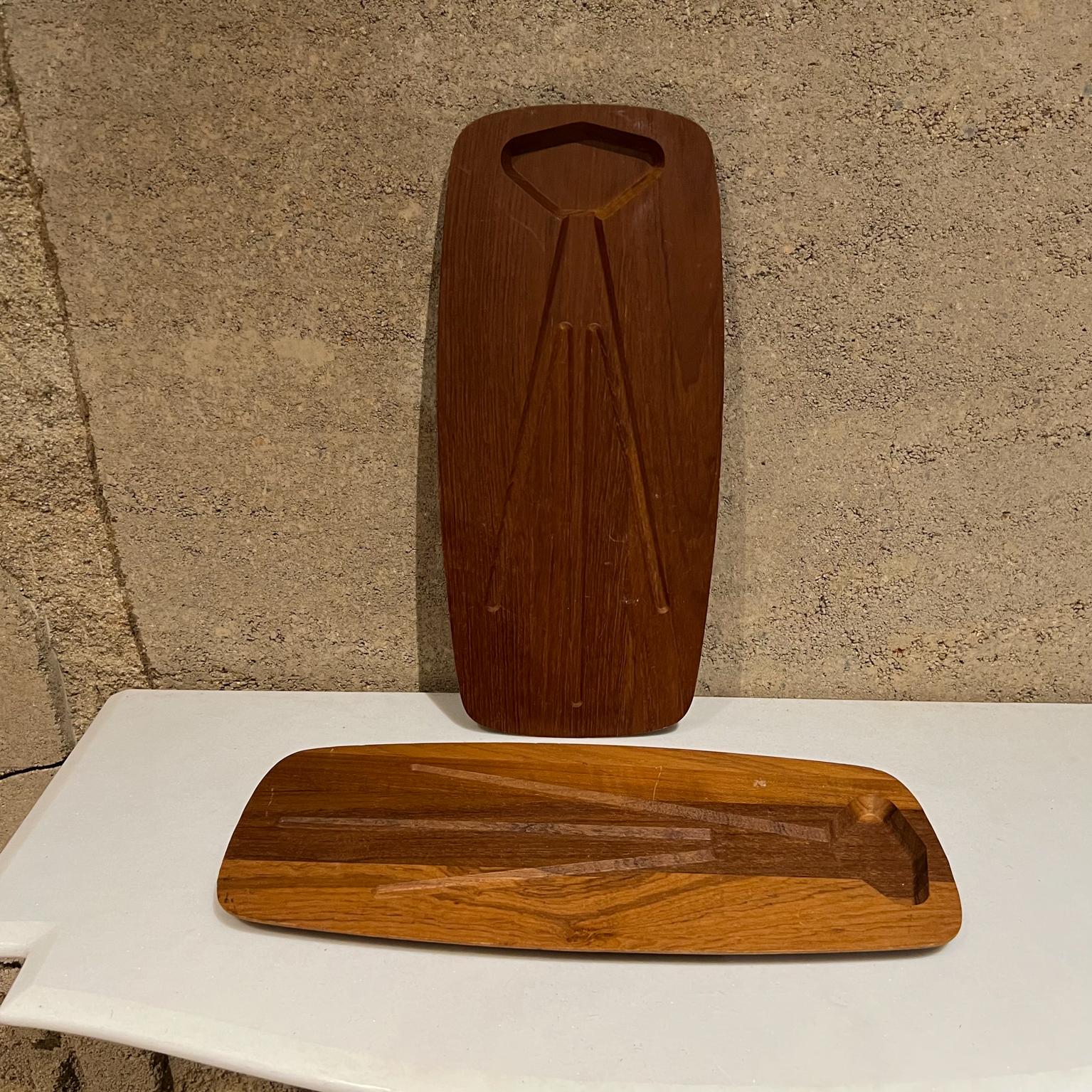1970s Denmark DKF Lundtofte Solid Teak Two Carving Boards Butcher Serving Tray 2