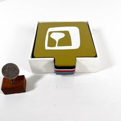 1960s Modern Drink Coaster Vintage Set of 6 Abstract Design