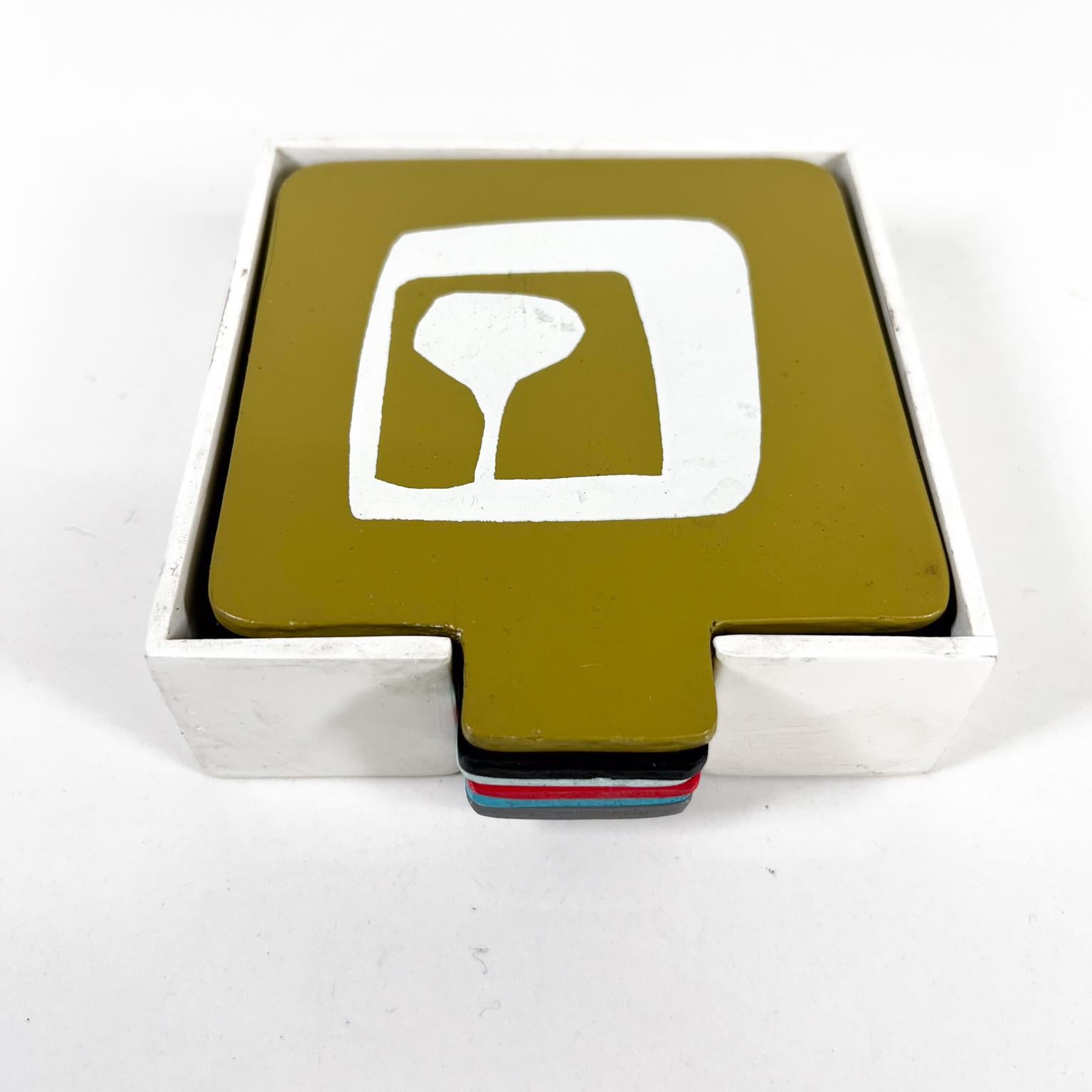 Mid-Century Modern 1960s Modern Drink Coaster Vintage Set of 6 Abstract Design