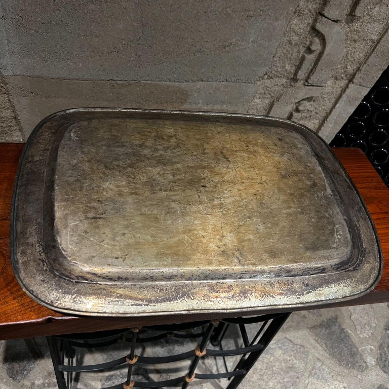 1960s Modern Elegance HandHammered Silver Service Tray from Mexico For