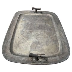 Vintage 1960s Modern Elegance Hand-Hammered Silver Service Tray from Mexico