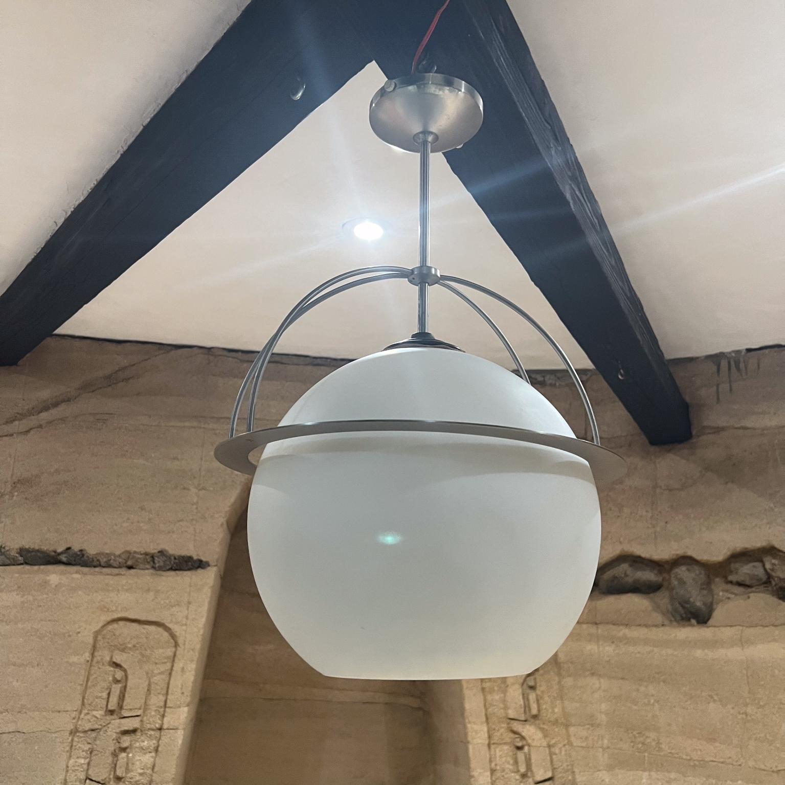Mid-Century Modern 1960s Frosted Glass Globe Pendant Suspension Lamp For Sale