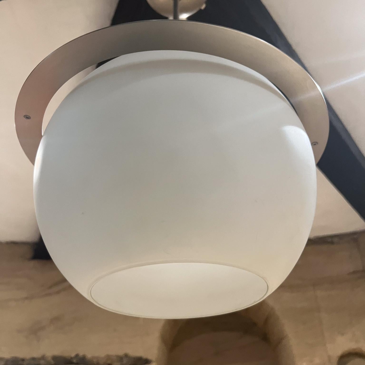Metal 1960s Frosted Glass Globe Pendant Suspension Lamp For Sale