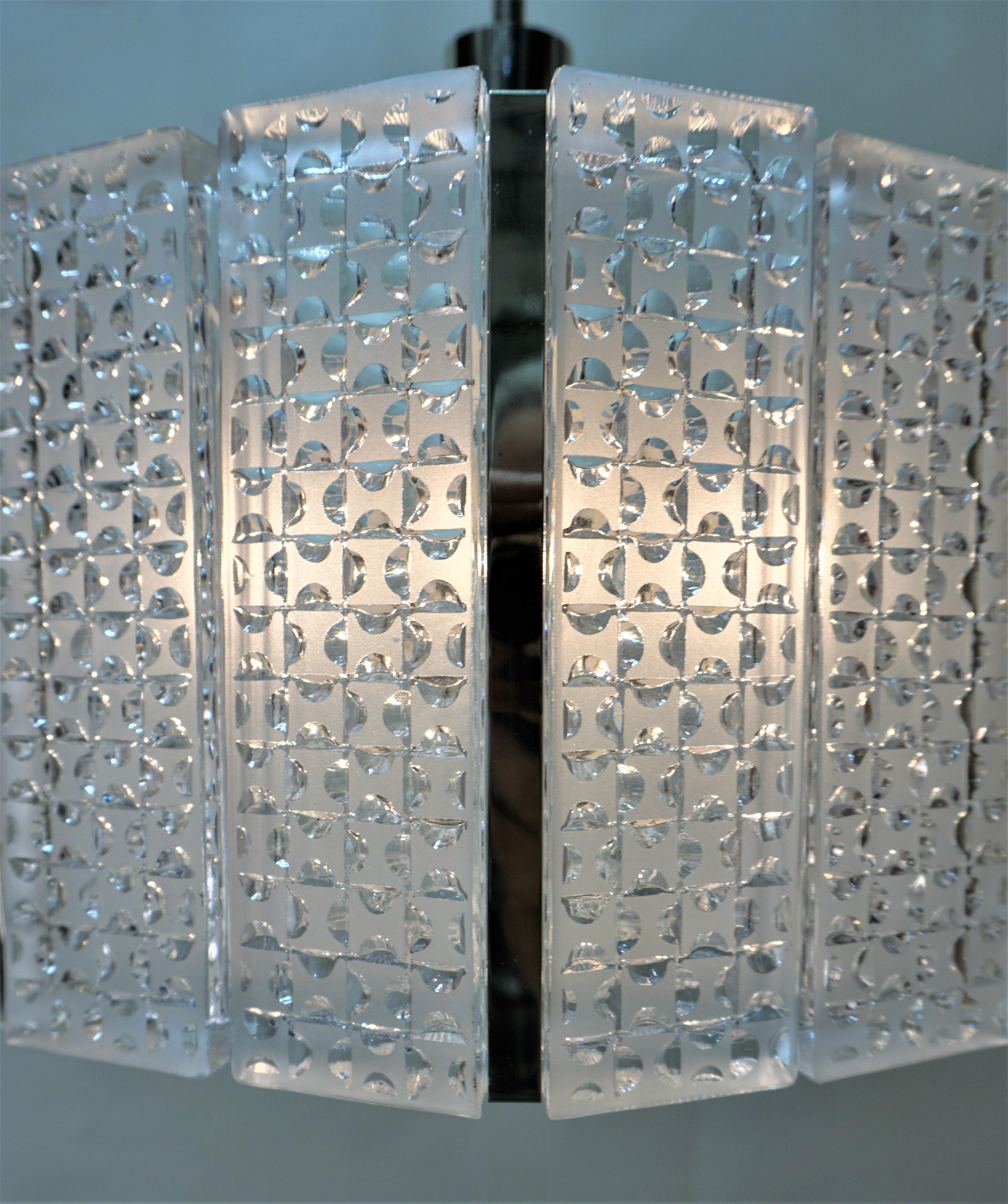 Mid-20th Century 1960s Modern Glass Chandelier by Kaiser Leuchten