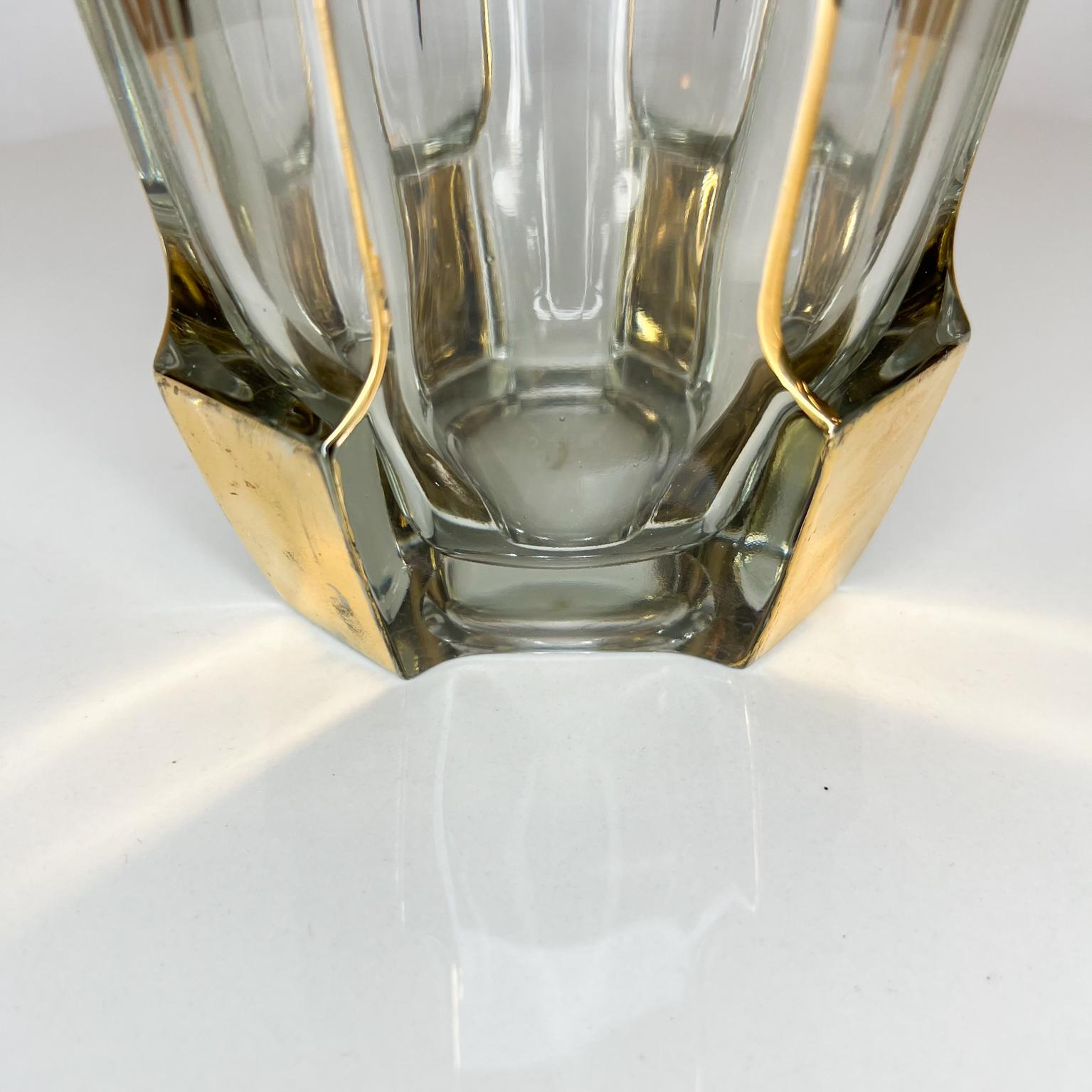 1960s Modern Hollywood Regency Stunning Glass Vase with Gold Painted Motif 3