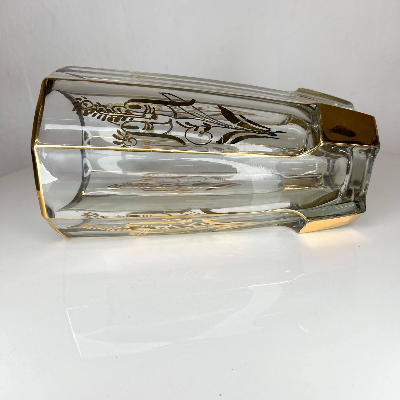 1960s Modern Hollywood Regency Stunning Glass Vase with Gold Painted Motif 5