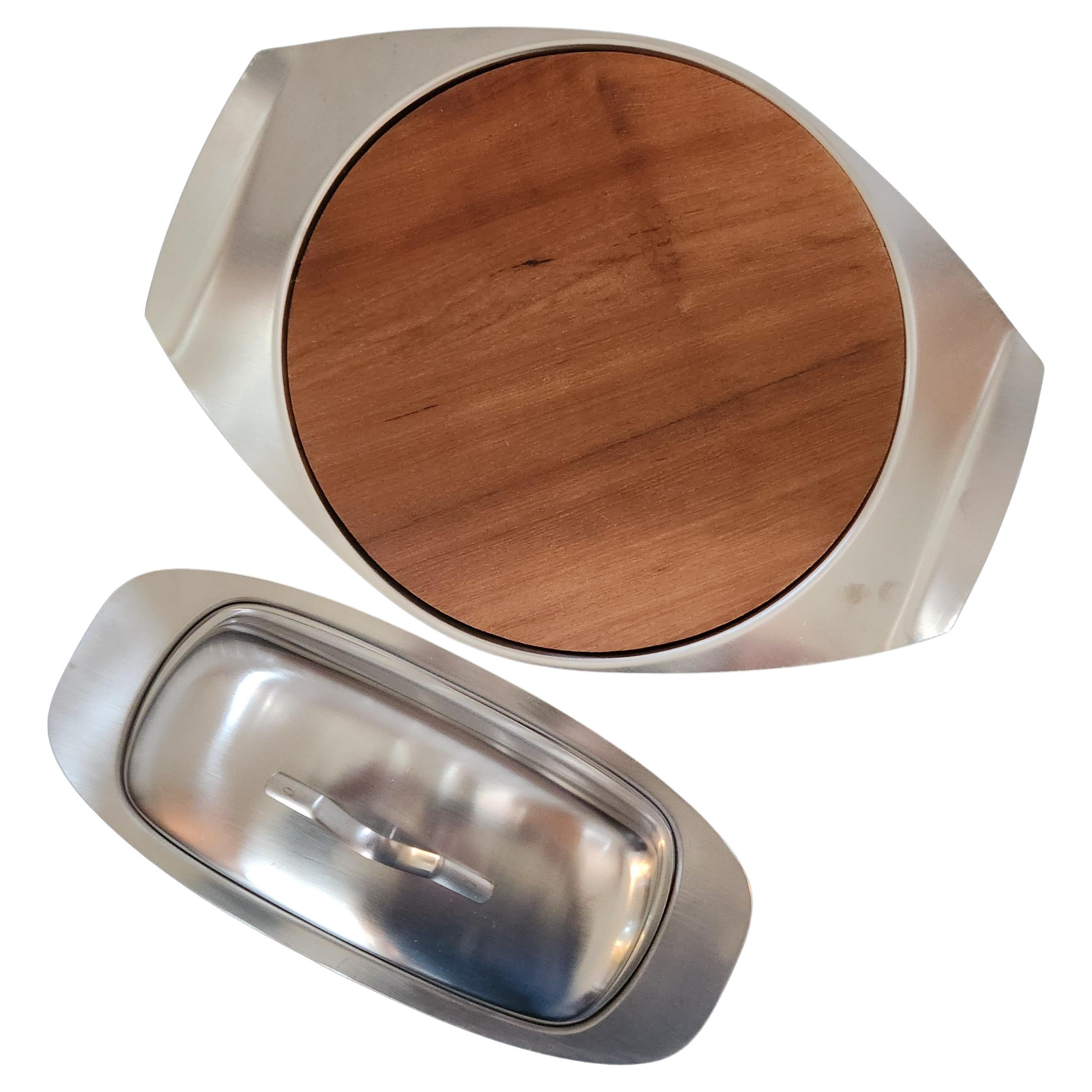1960s Hostess Cheese Board and Butter Dish Set Japan