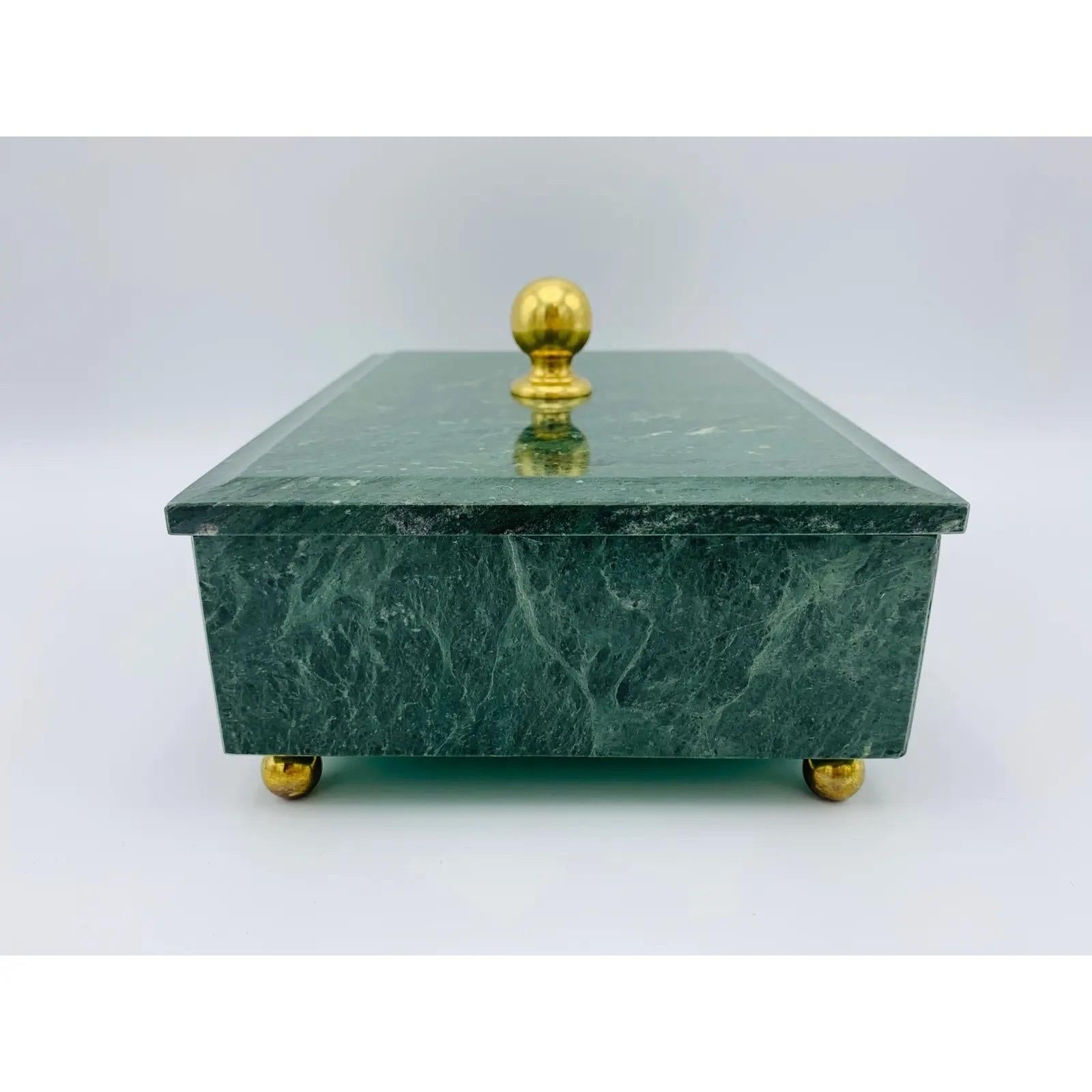 20th Century 1960s Modern Italian Marble and Brass Footed Box For Sale