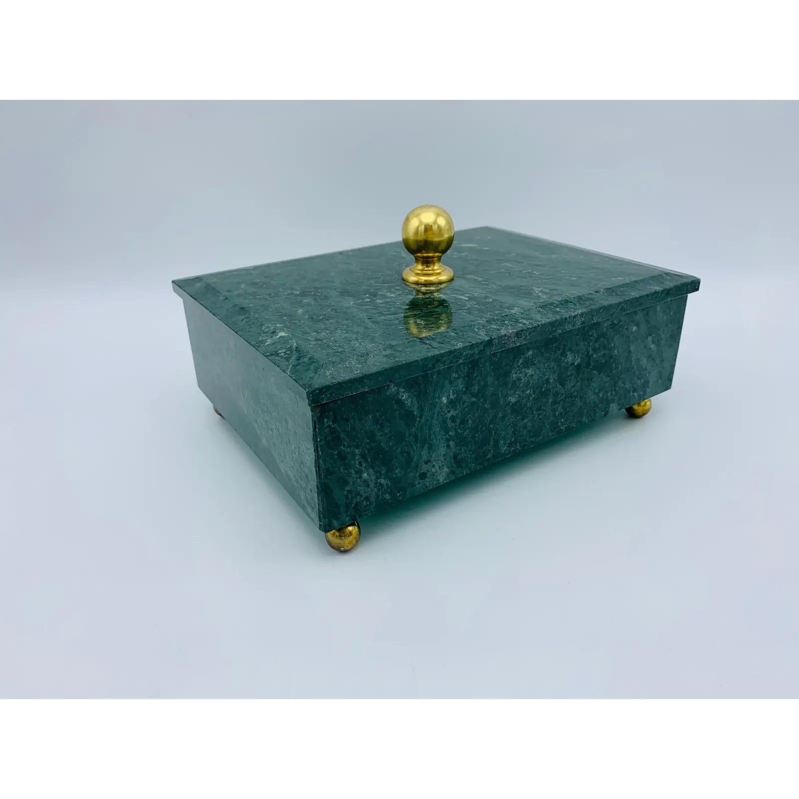 1960s Modern Italian Marble and Brass Footed Box For Sale 1