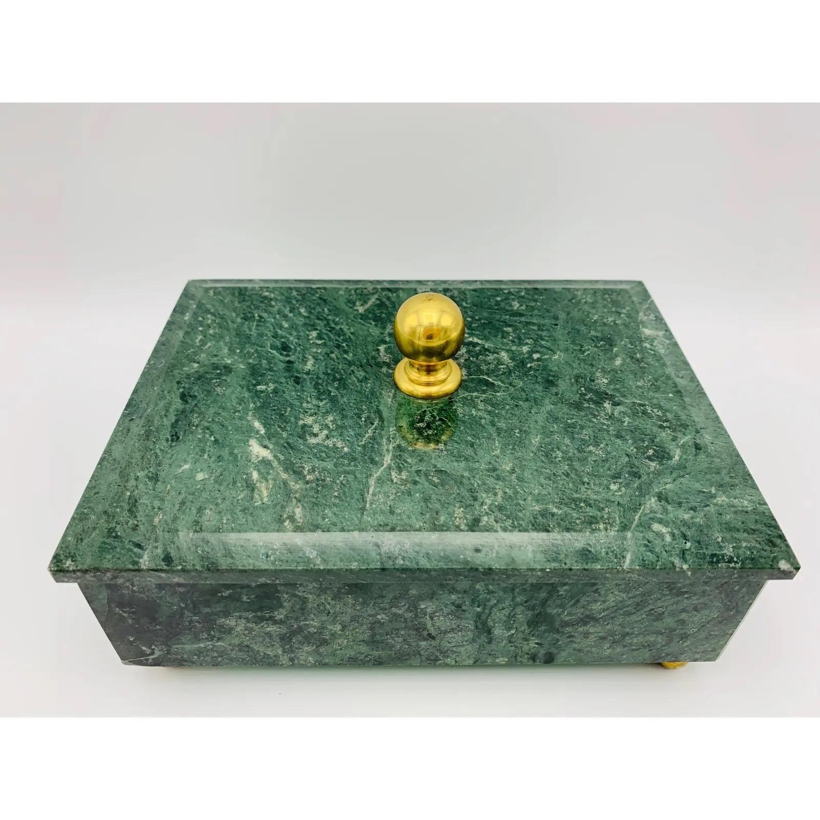 1960s Modern Italian Marble and Brass Footed Box For Sale 2
