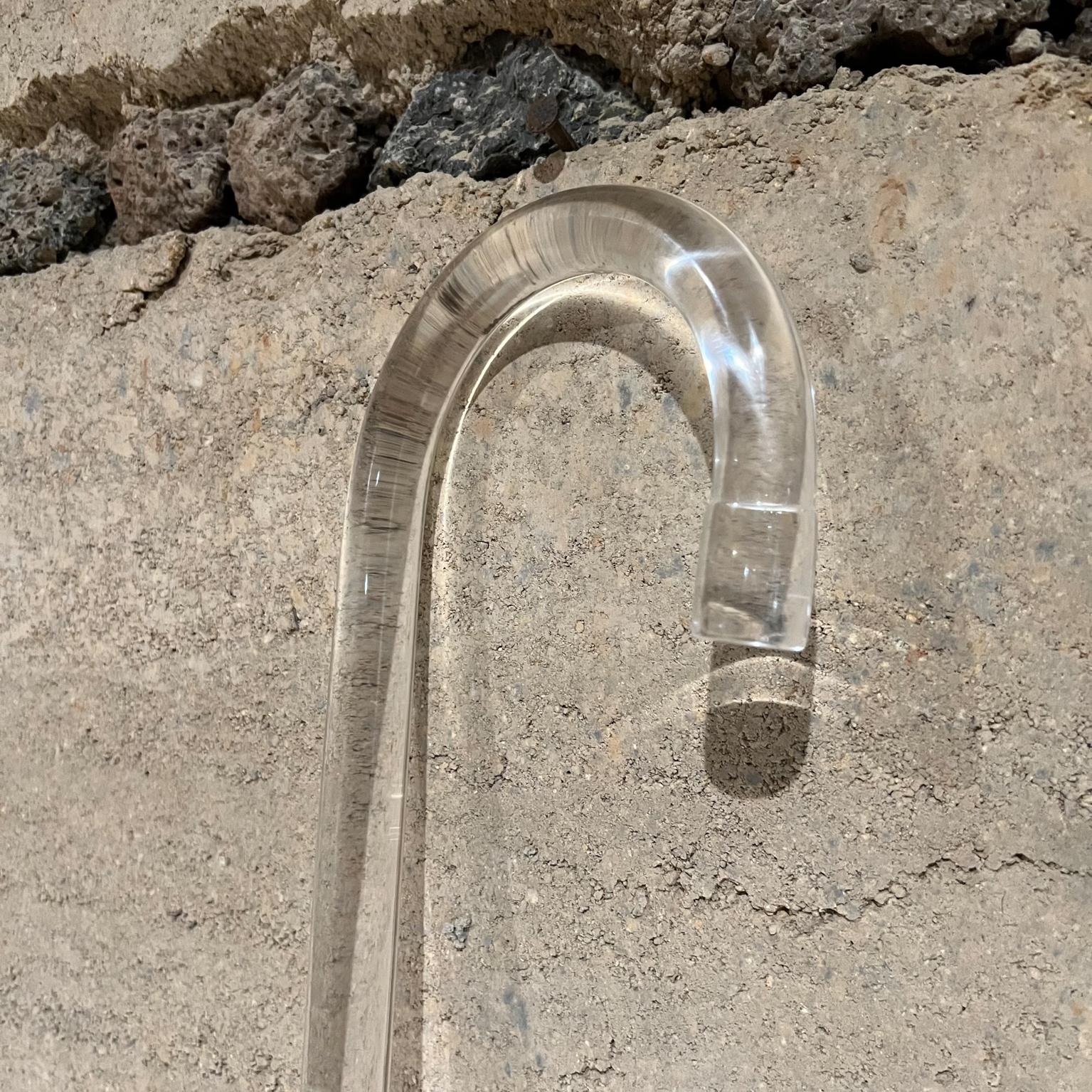 Hollywood Regency 1960s Modern Lucite Walking Stick Crook Cane Steel Tip Mid-Century Regency