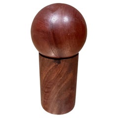 1960s Modern Nesting Salt & Pepper Shaker Rosewood Ball + Cylinder Mid-Century